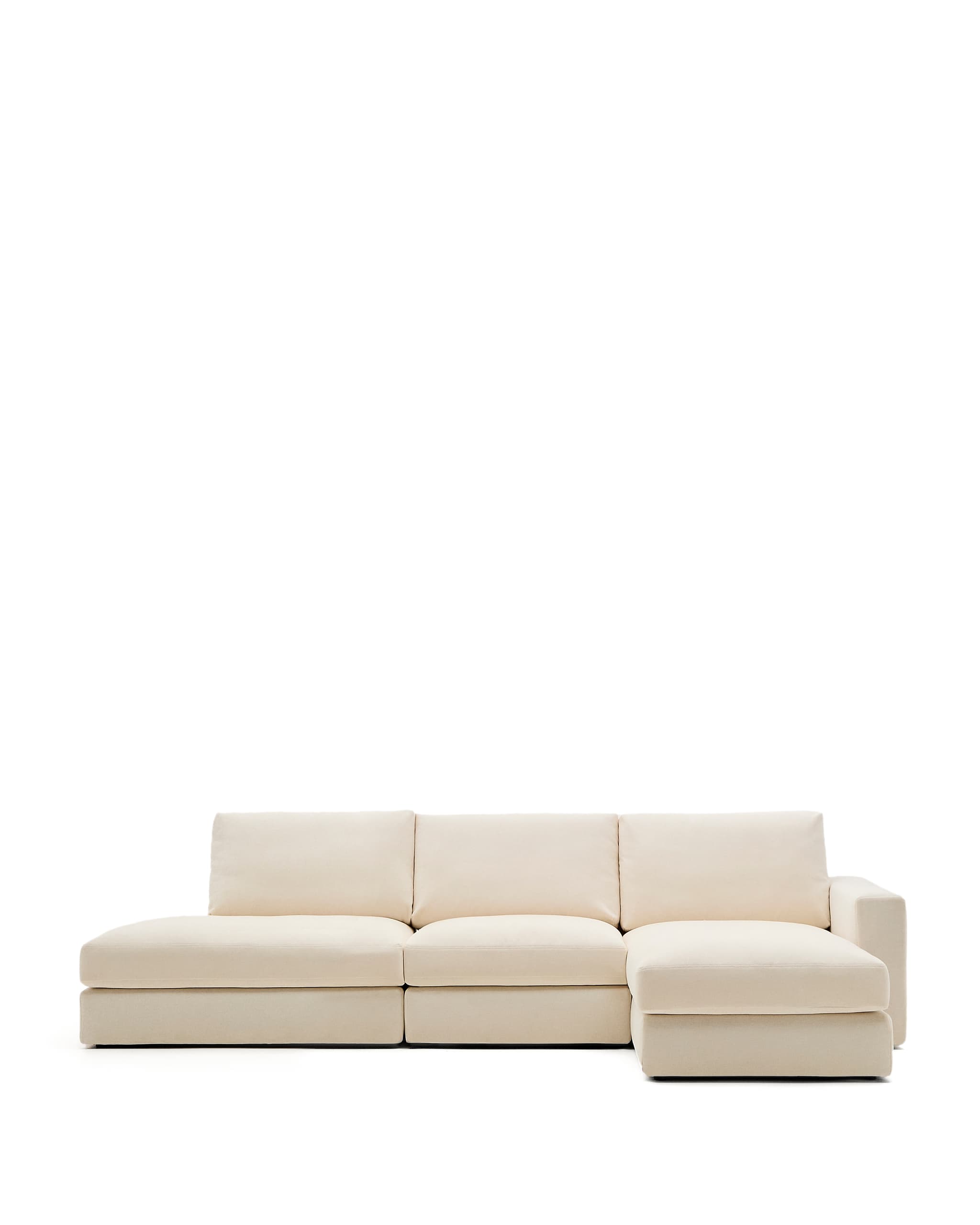 KAVE HOME Alea ecru chenille 5-sits modulsoffa med schäslong höger och avtagbart överdrag 340c