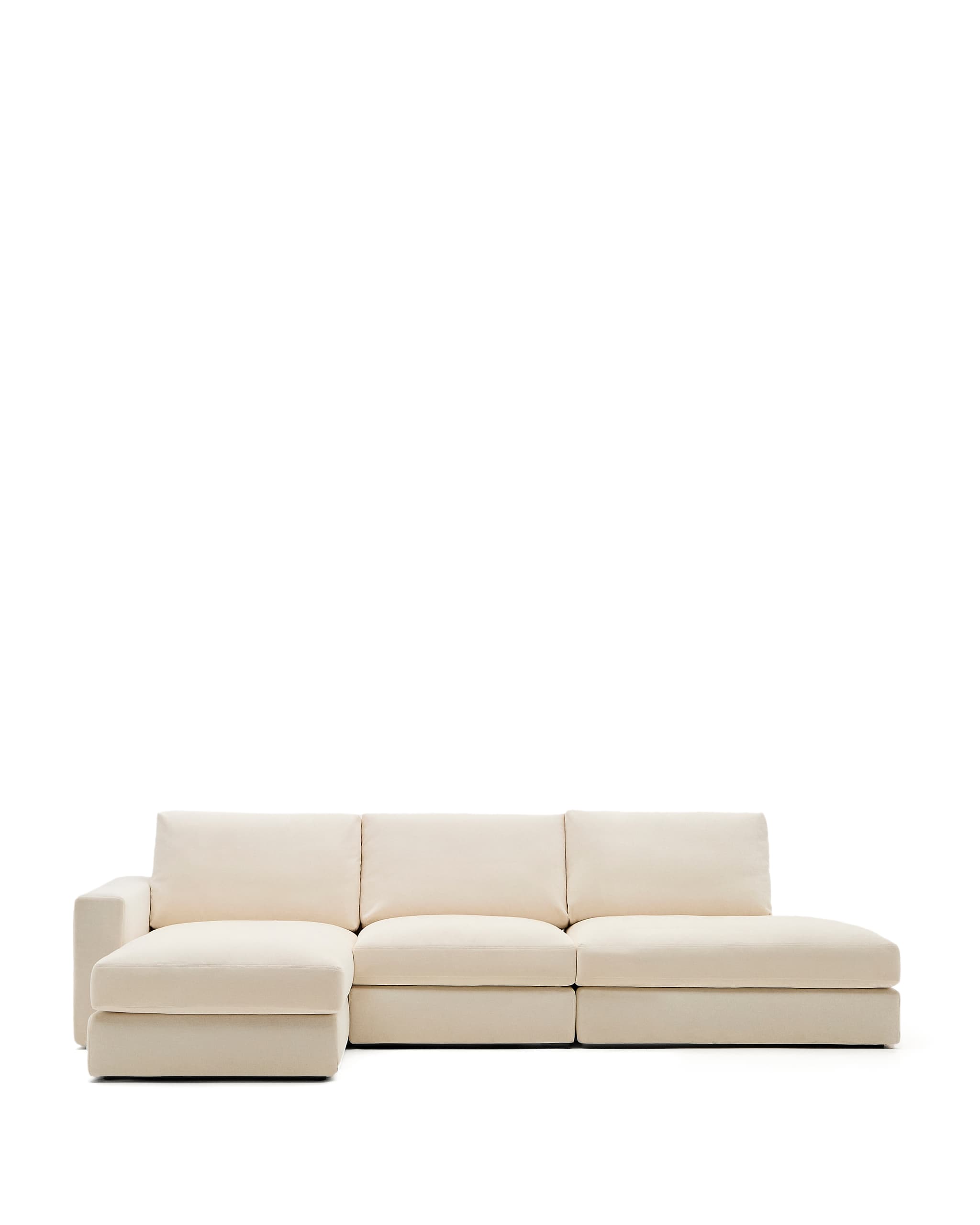 KAVE HOME Alea ecru chenille 5-sits modulsoffa med vänster schäslong och avtagbart överdrag 340 cm
