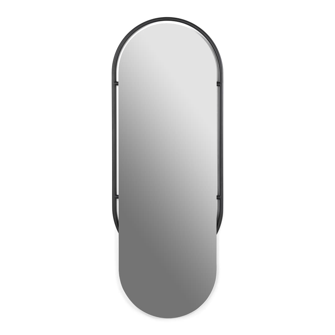 SPINDER DESIGN Sfera väggspegel, oval - spegelglas och svart stål (59x159)