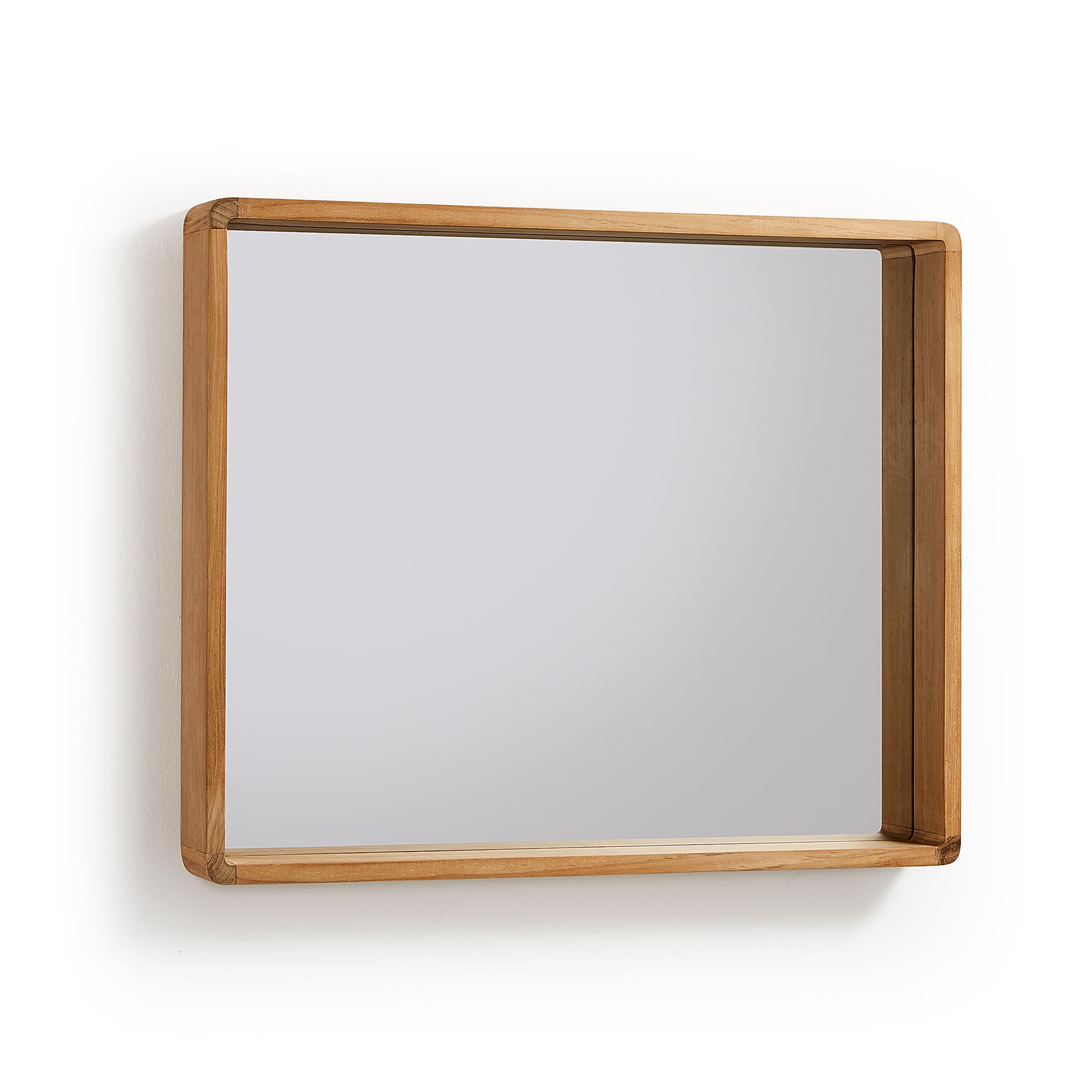 KAVE HOME Söndagsväggspegel - Spegelglas med Ram i Teak (80 x 65 cm)