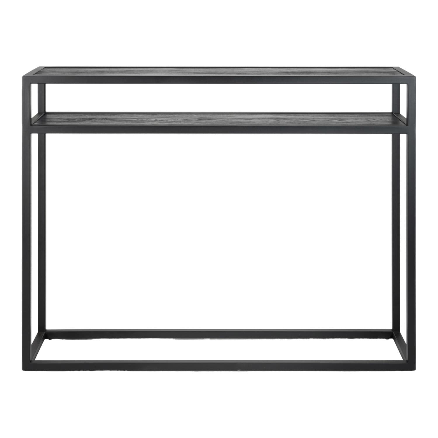 SPINDER DESIGN Daniël Konsollbord, med 1 Hylla, Rektangulärt - Svart Ek och Matt Svart Stål (120 x 30 cm)