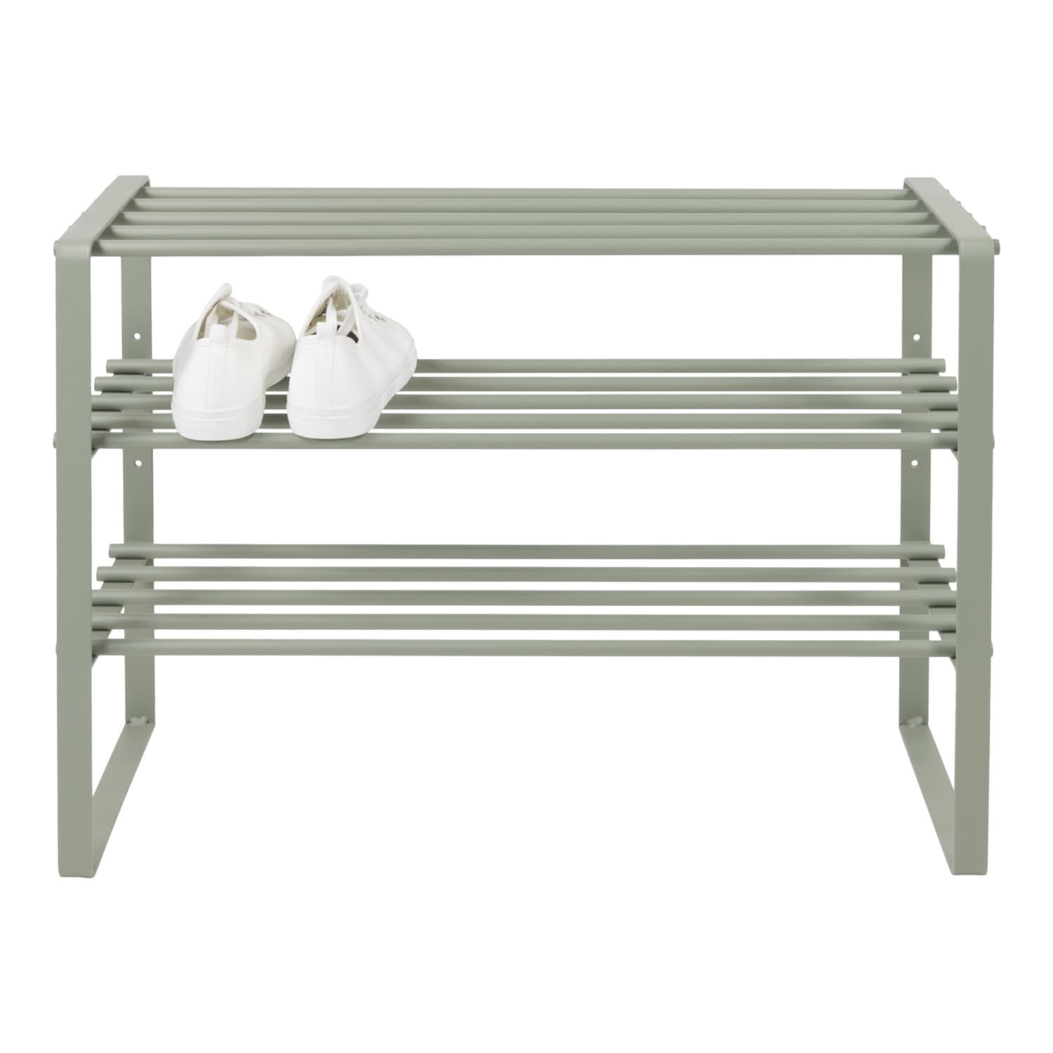 SPINDER DESIGN Rex SR 2 skoställ, med 3 hyllor - dammgrönt stål (70x29)