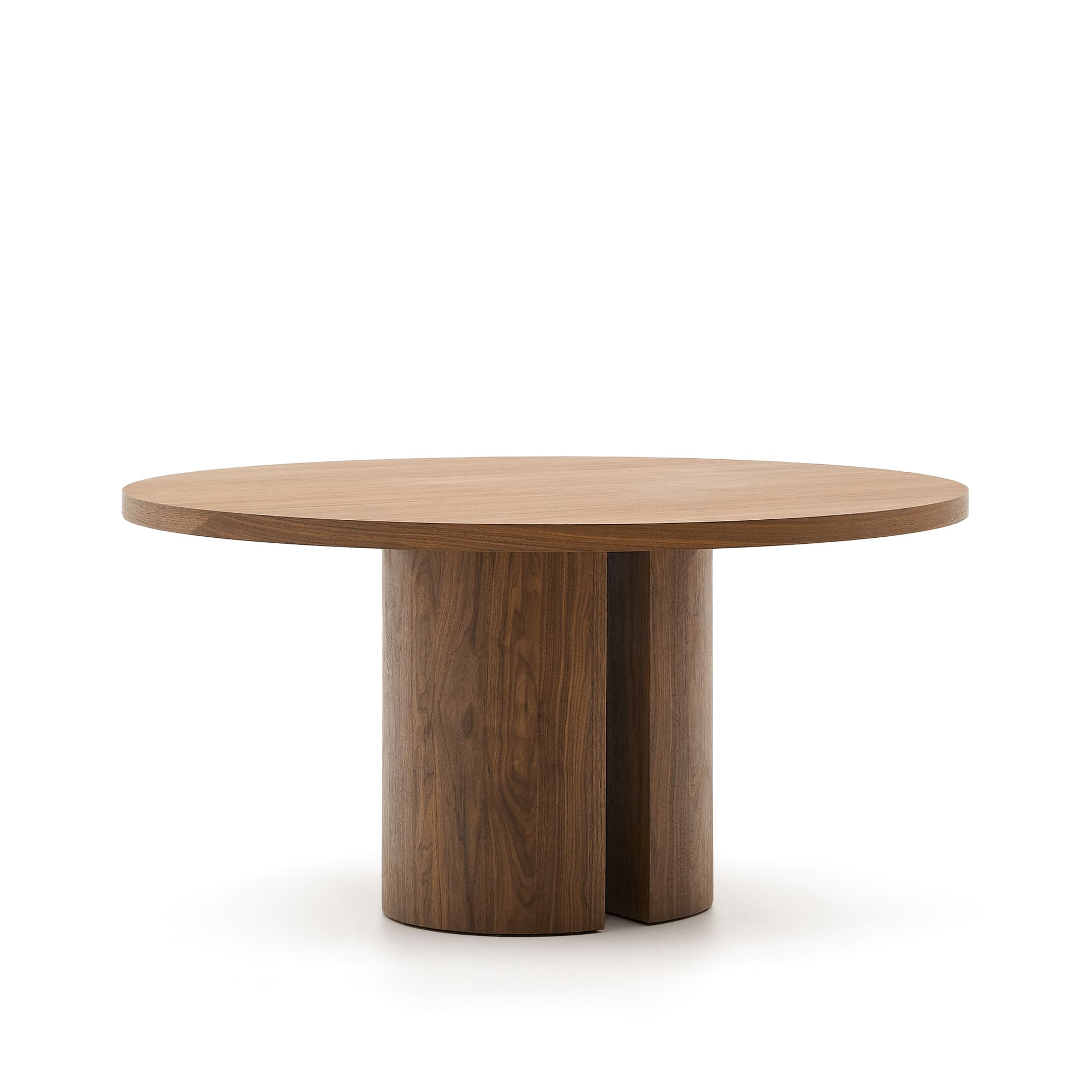 KAVE HOME Nealy runt bord med valnötsfaner i mörk finish, Ø150 cm