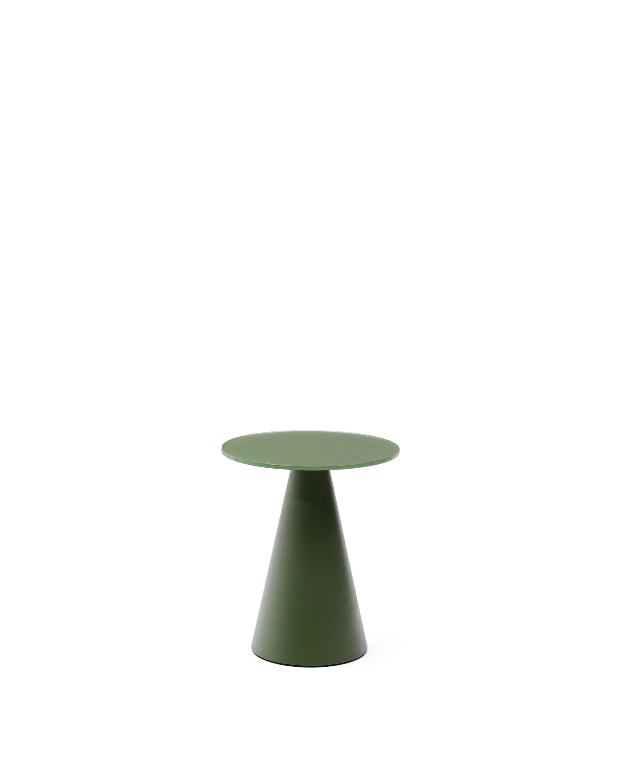 KAVE HOME Wilshire sidobord med frostat härdat glas och mattgrönmålad stålfinish, 30 cm