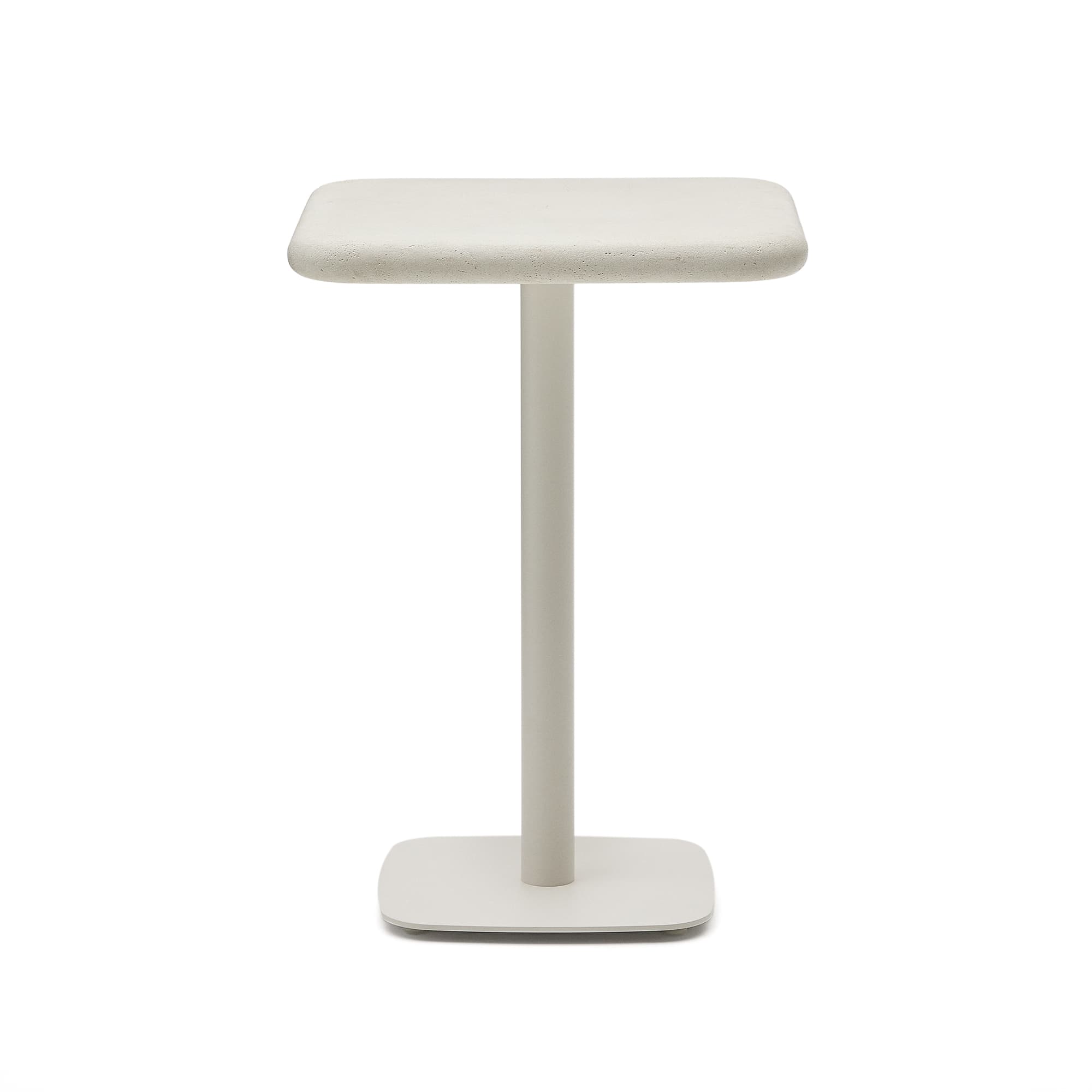 KAVE HOME Dina högt utomhusbord med vit cementskiva 70x70cm och vit stålbas 48x48x96cm