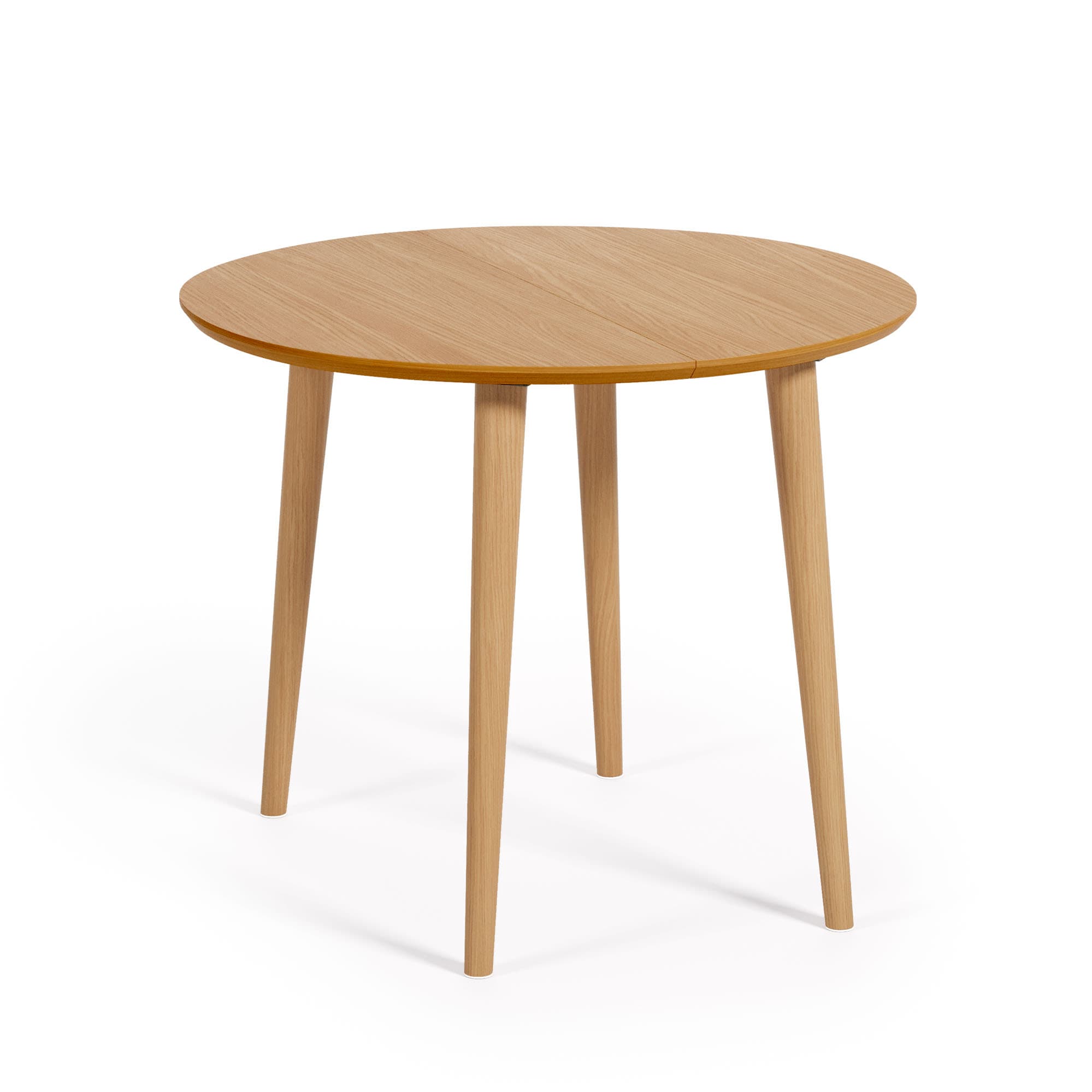 KAVE HOME Oqui utdragbart runt bord i MDF ekfanér och ben i massivt trä, 90 (170) x 90 cm
