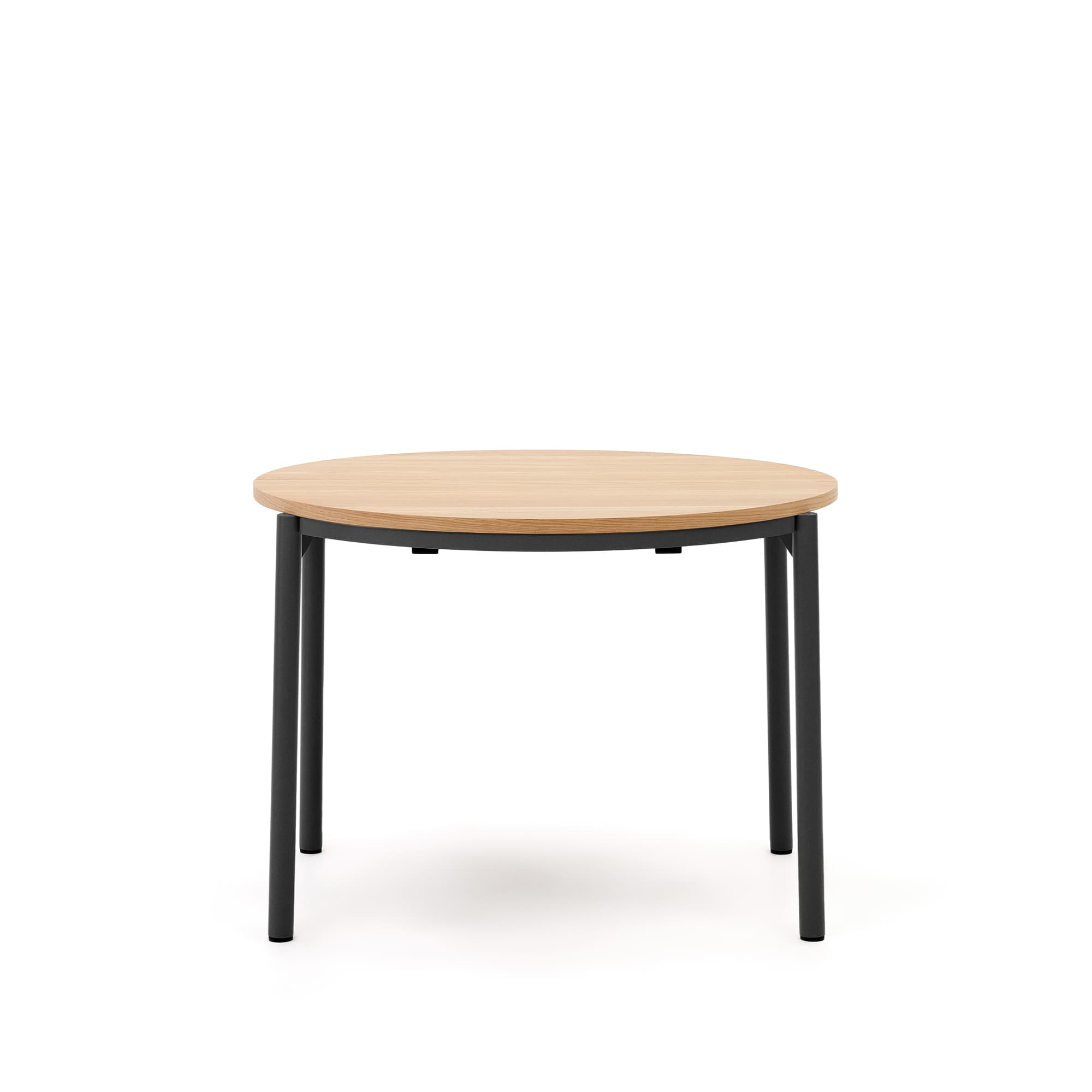 KAVE HOME Montuiri runt förlängningsbord i ekfaner och med stålben i svart finish, Ø:90(1)