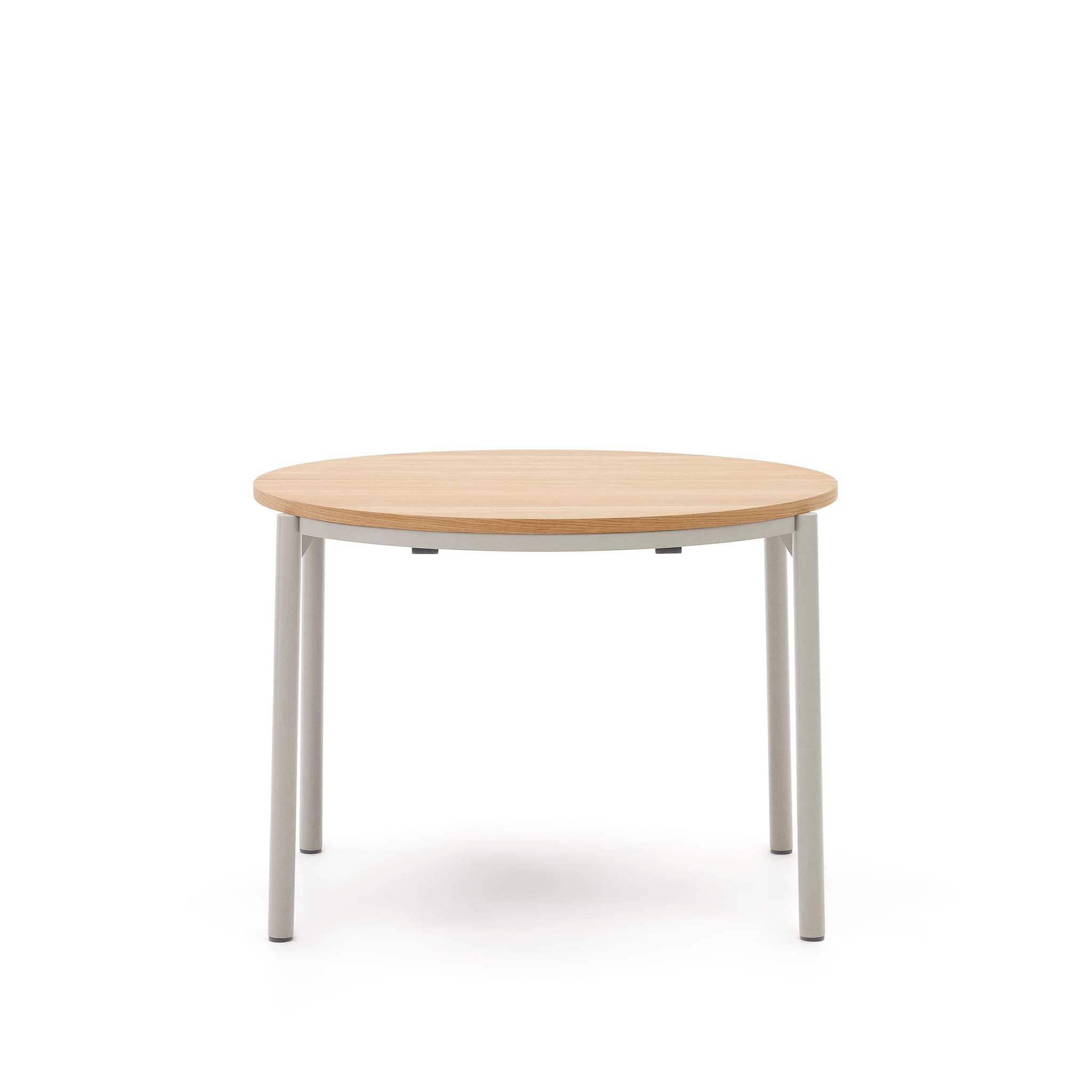 KAVE HOME Montuiri runt utdragbart bord i ekfaner och med stålben i grå finish, Ø:90(1)