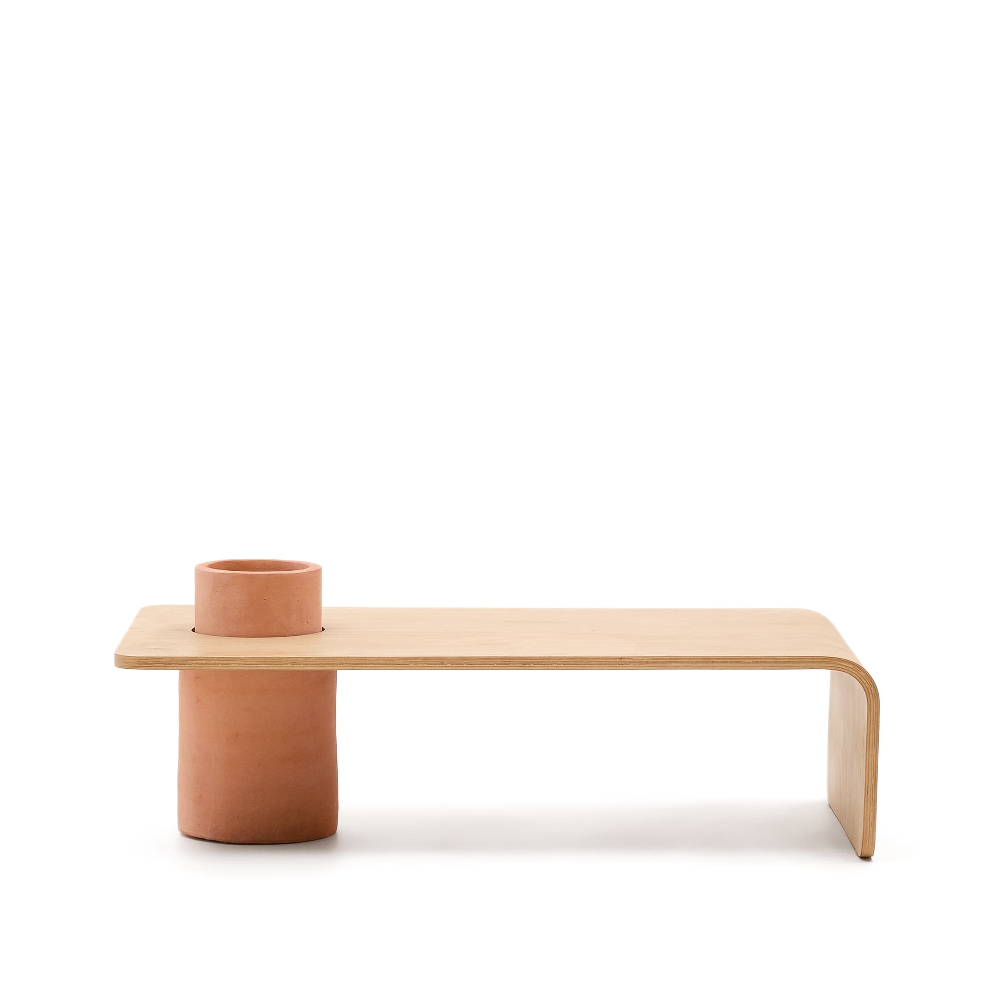 KAVE HOME Olaria soffbord, rektangulärt - terrakotta och naturlig ekfaner (110x60)