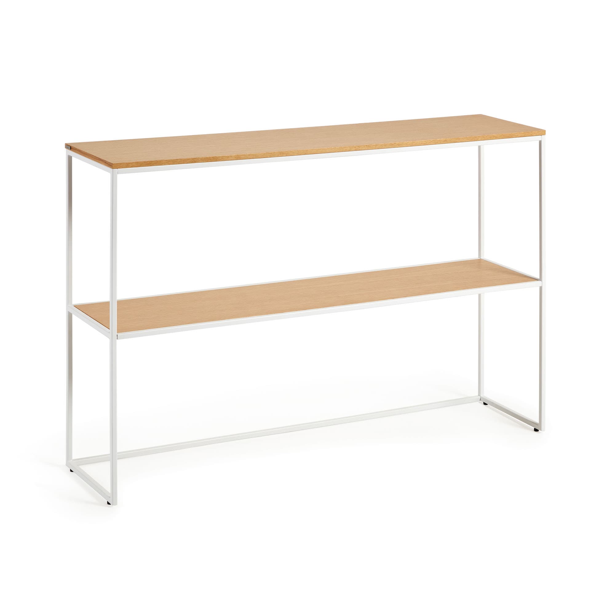 KAVE HOME Yoana konsolbord, w. 1 hylla - naturlig ekfanér och vitt järn (120x30)