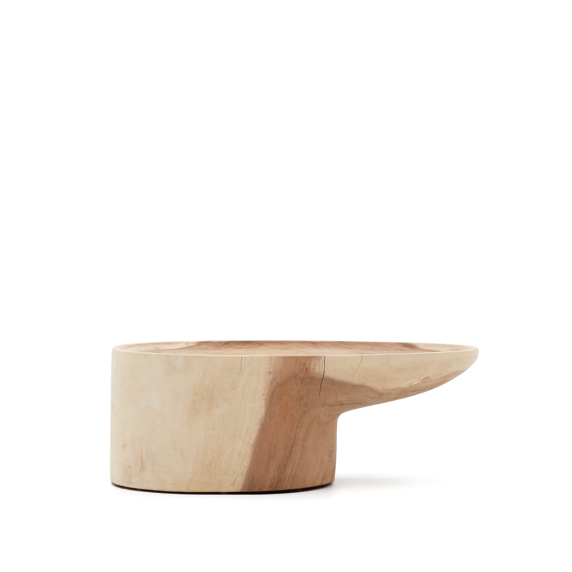 KAVE HOME Mosi soffbord i massivt mungurträ med fot Ø: 90 x 50 cm