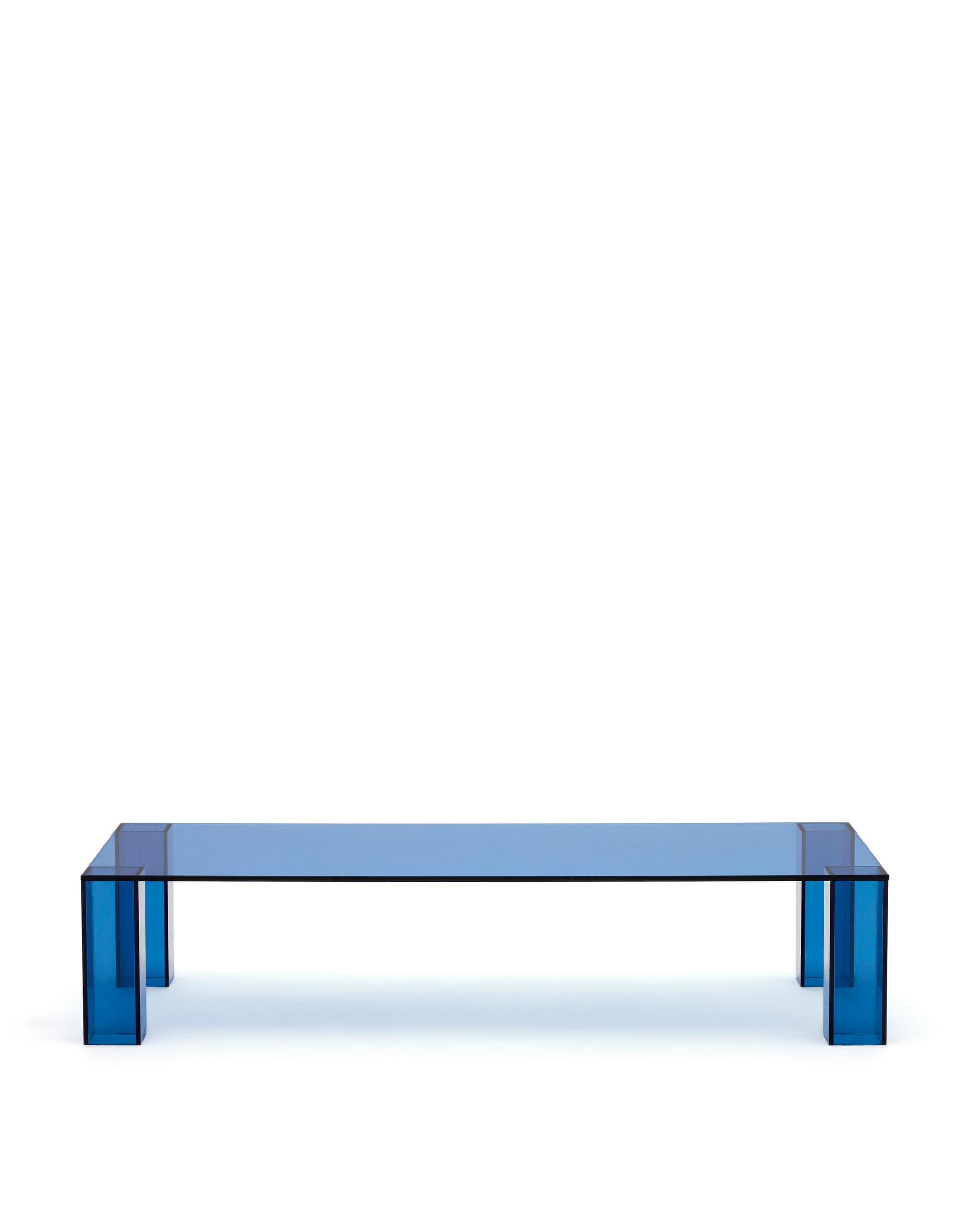 KAVE HOME Adularia soffbord, rektangulärt - blått härdat glas (140x60)