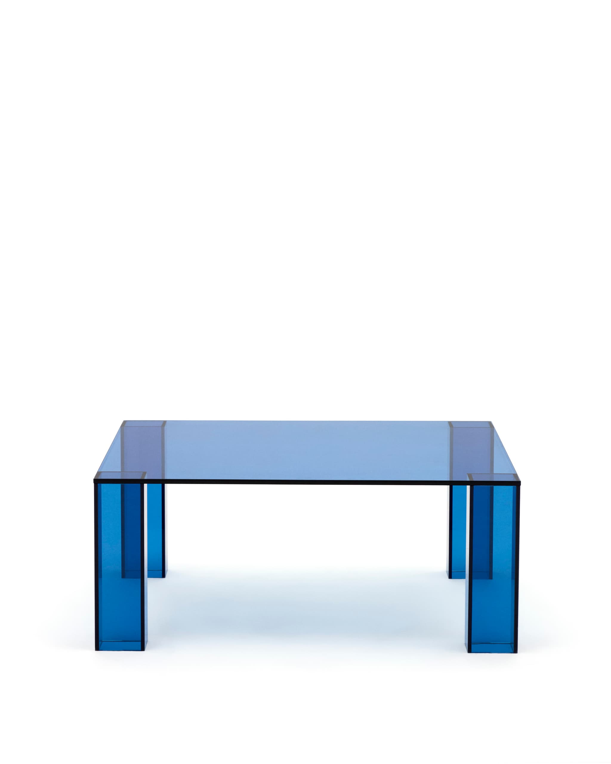 KAVE HOME Adularia sidobord, fyrkantigt - blått härdat glas (85x85)