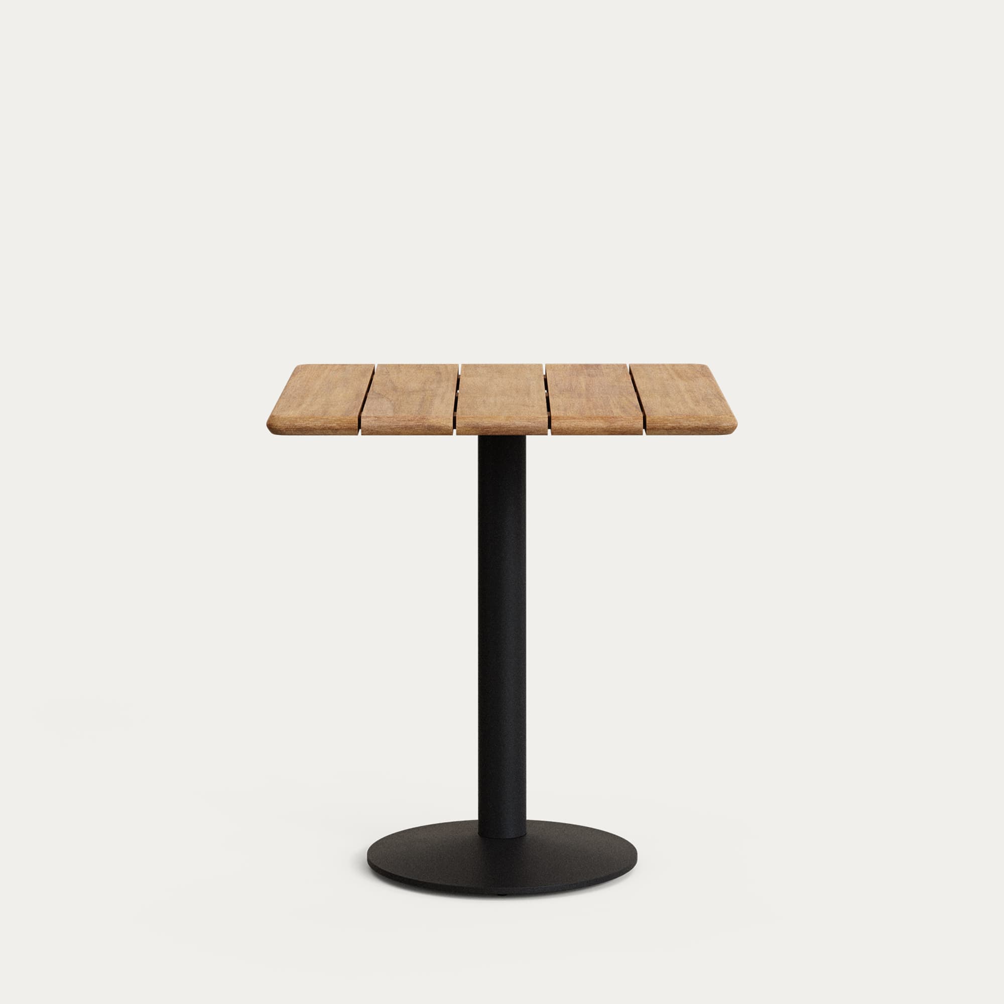 KAVE HOME Saura bord med akaciaskiva i naturfärg och svart metallbas 70x70x75cm