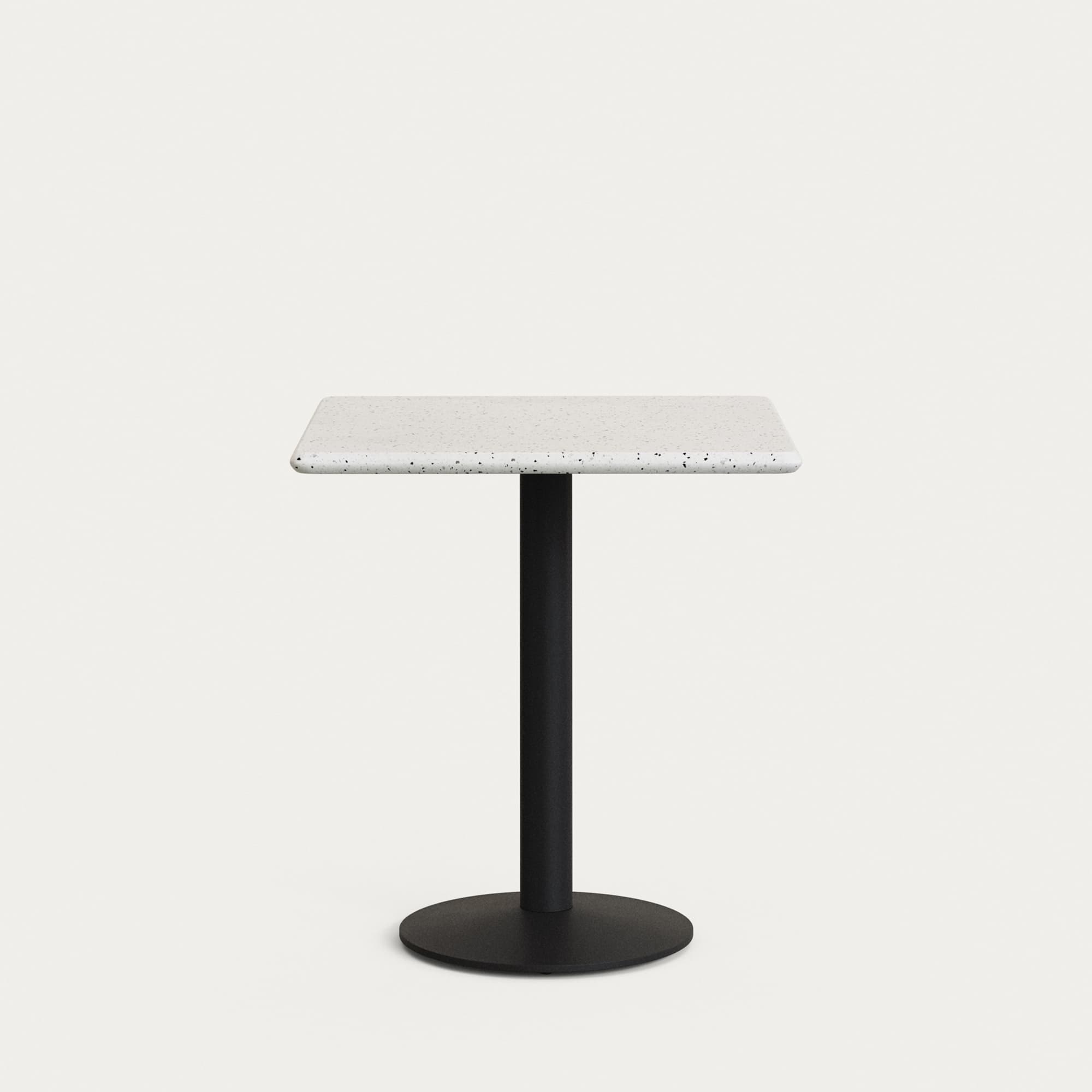 KAVE HOME Saura bord med vit terrazzo-skiva och svart metallbas 70x70x75cm