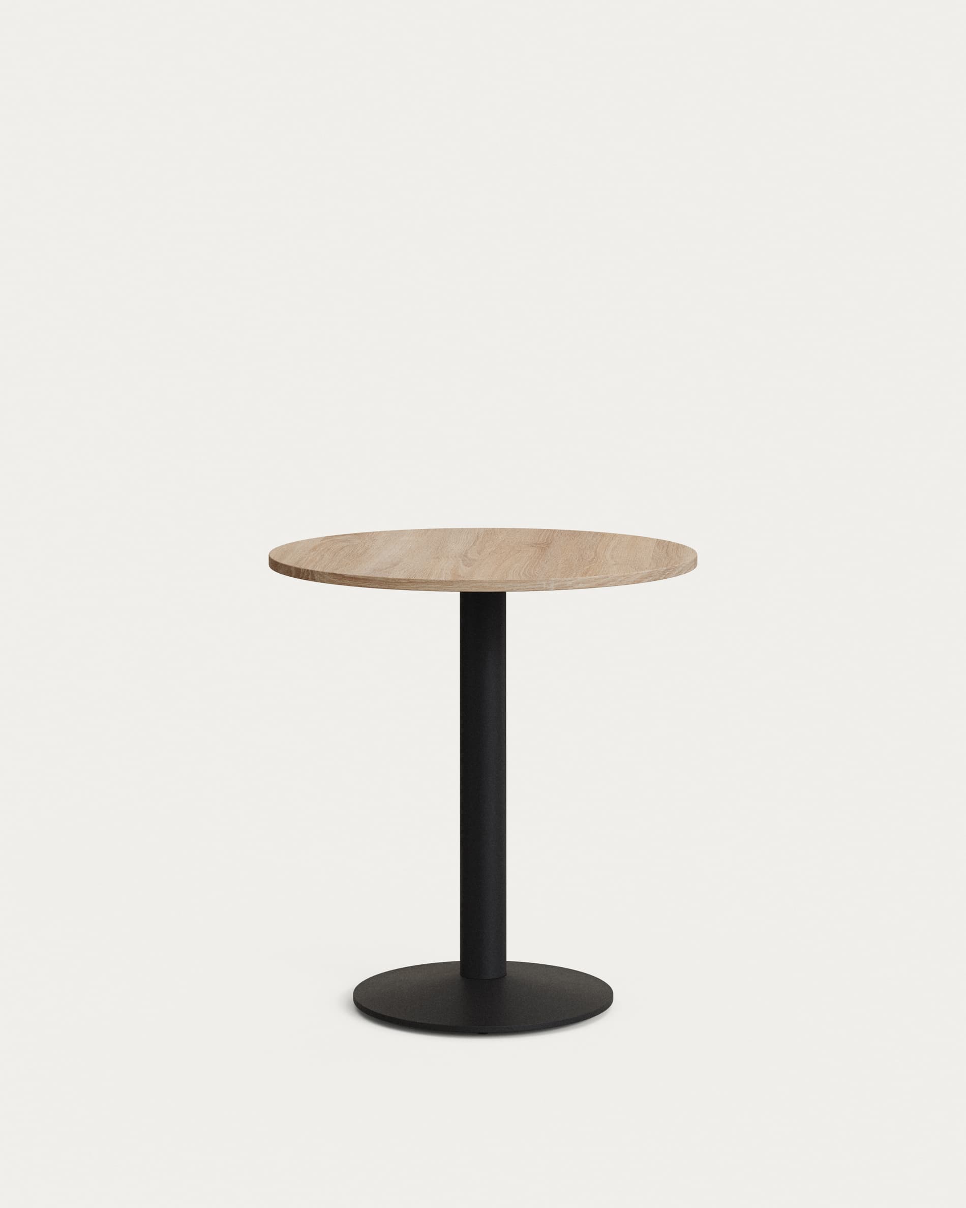KAVE HOME Esilda runt bord i naturlig finish melamin med metallben i svartmålad finish, Ø:7