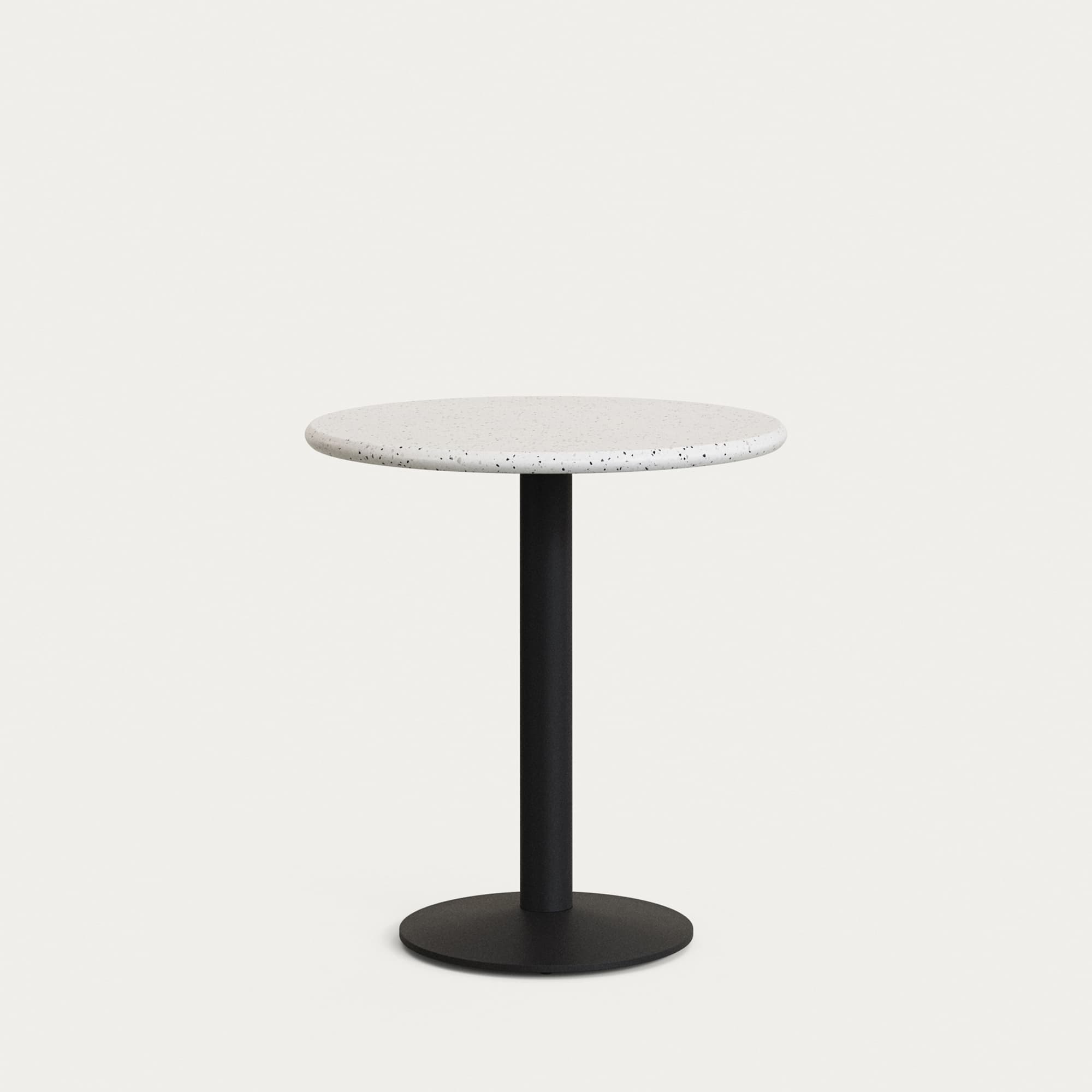 KAVE HOME Saura bord med vit terrazzo-skiva och svart metallbas 70x75cm