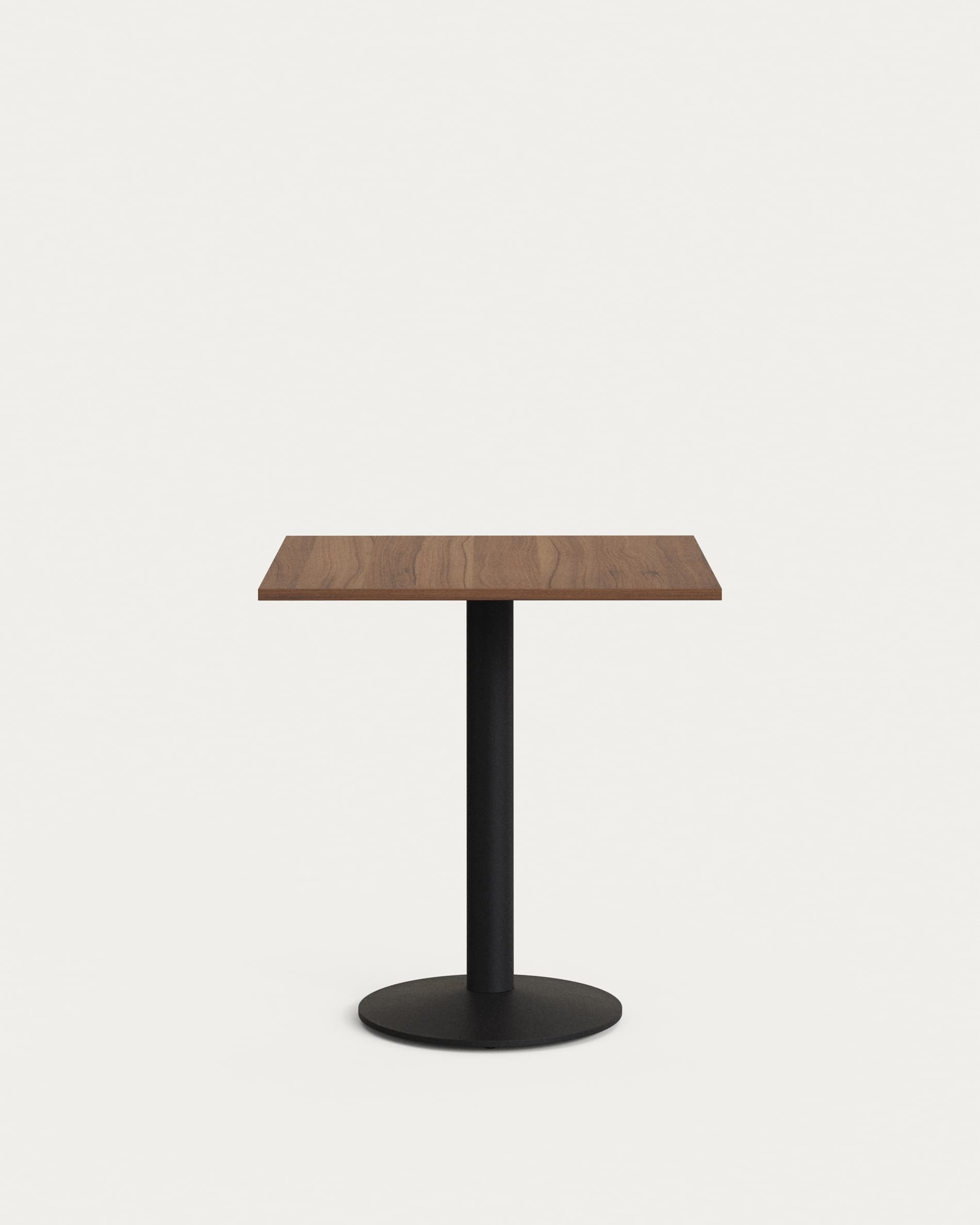 KAVE HOME Esilda bord i valnötsfinish melamin med metallben i svartmålad finish, 70 x 70 x