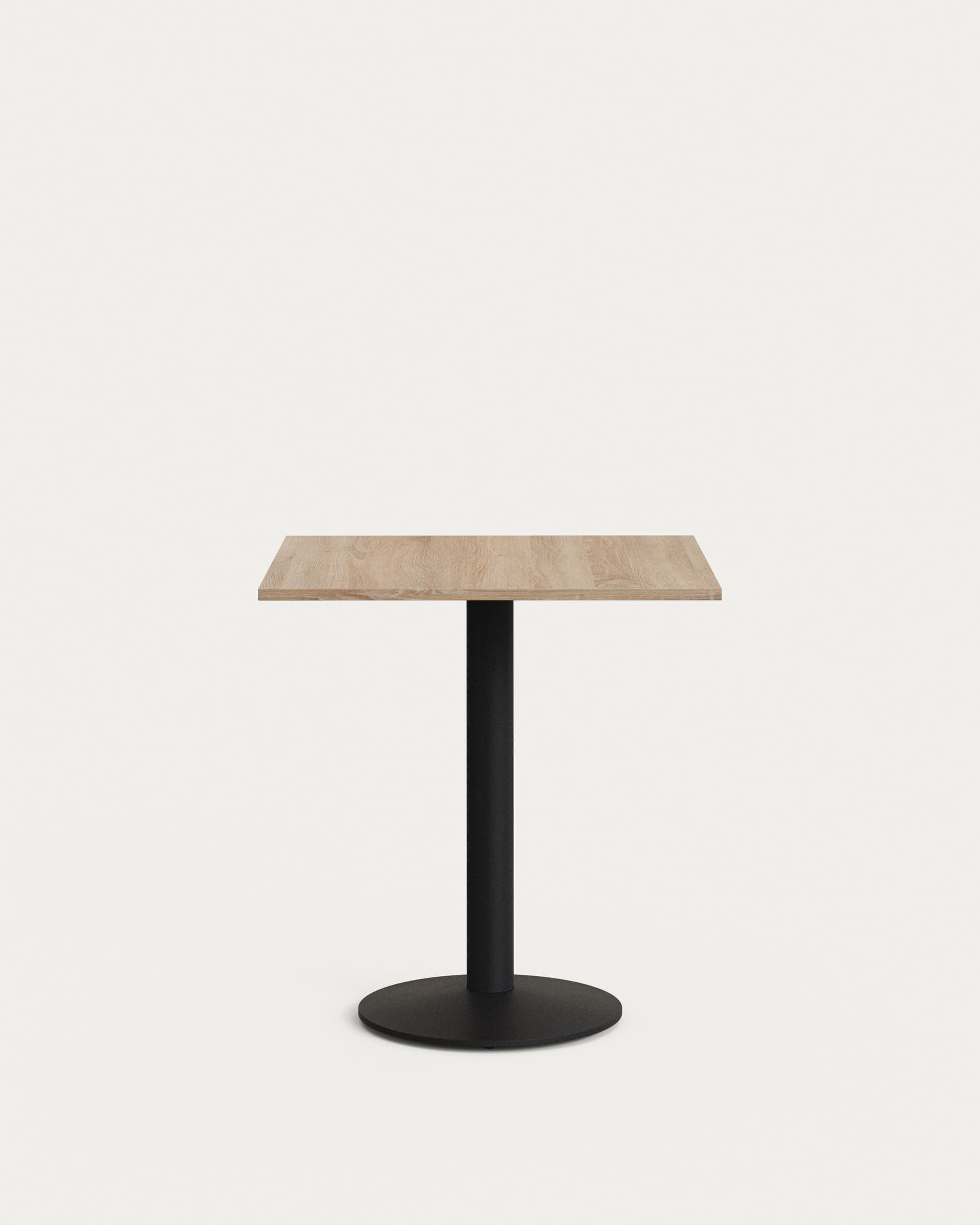 KAVE HOME Esilda bord i naturlig finish melamin med metallben i svartmålad finish, 70x70x70