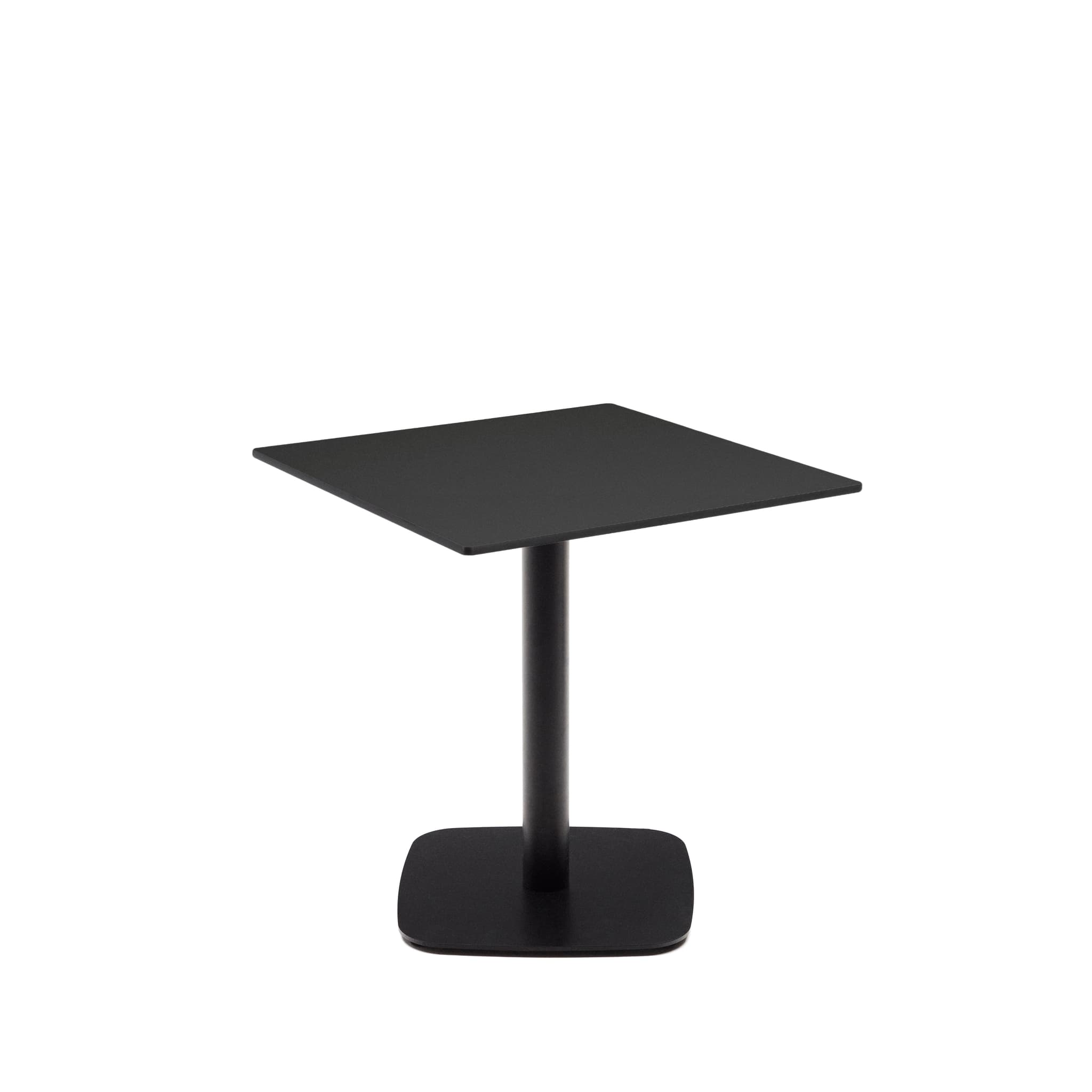 KAVE HOME Dina utebord i svart med metallstomme i vitmålad finish, 68 x 68 x 70 cm