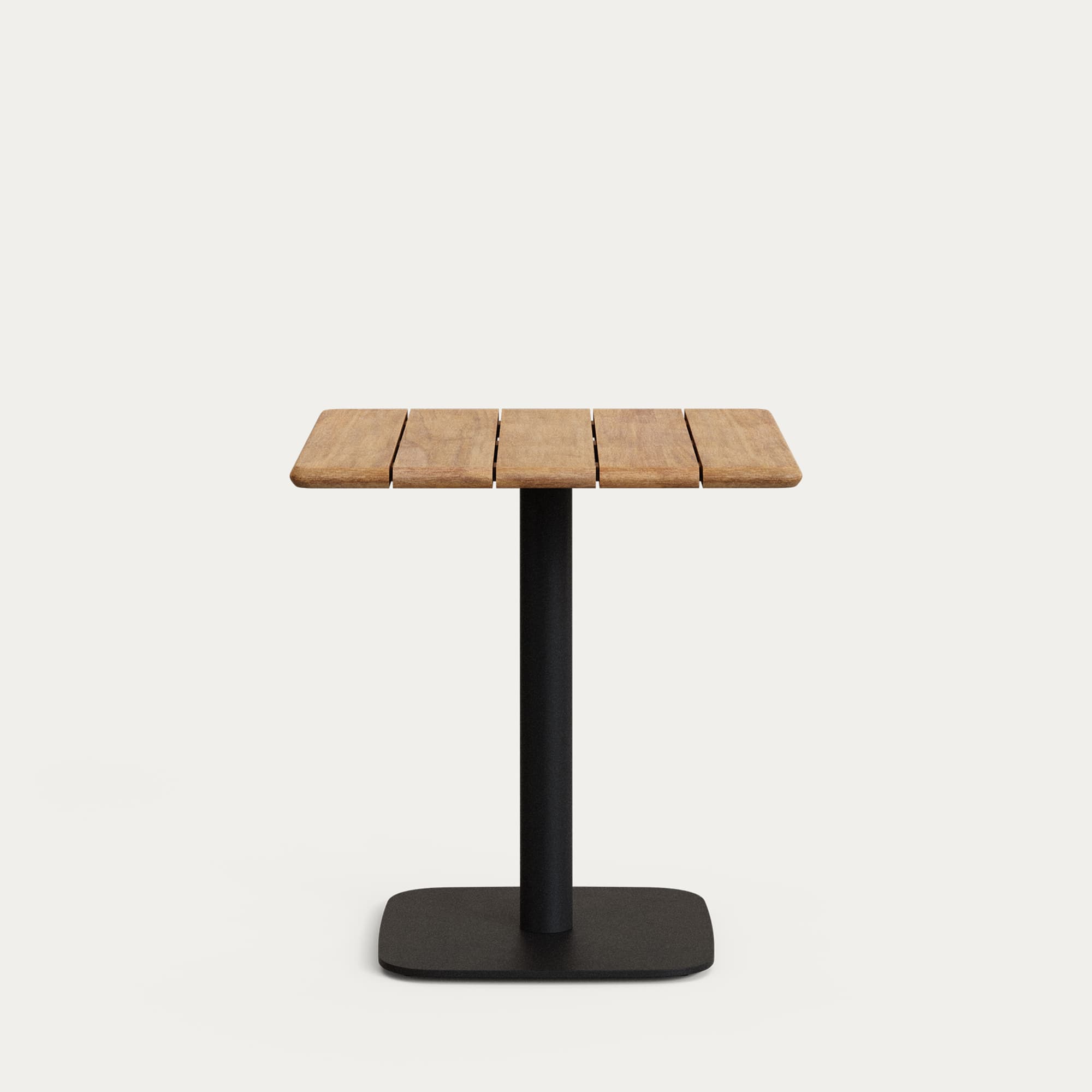 KAVE HOME Saura bord med skiva i naturlig akacia och svart metallbas 70x70x74cm
