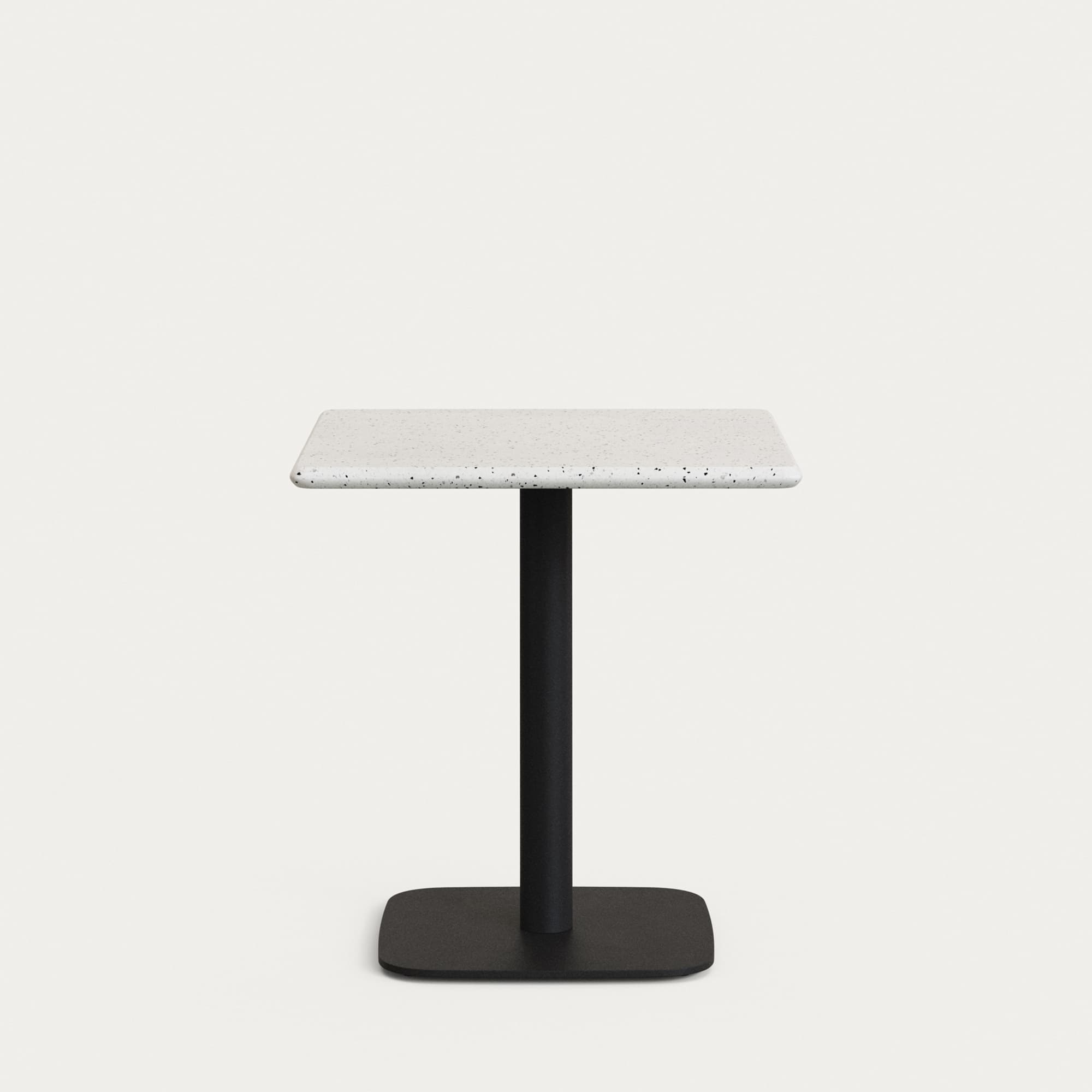KAVE HOME Saura barbord i svartmålad metall med vit terrazzo-skiva, 70 x 70 x 74 cm