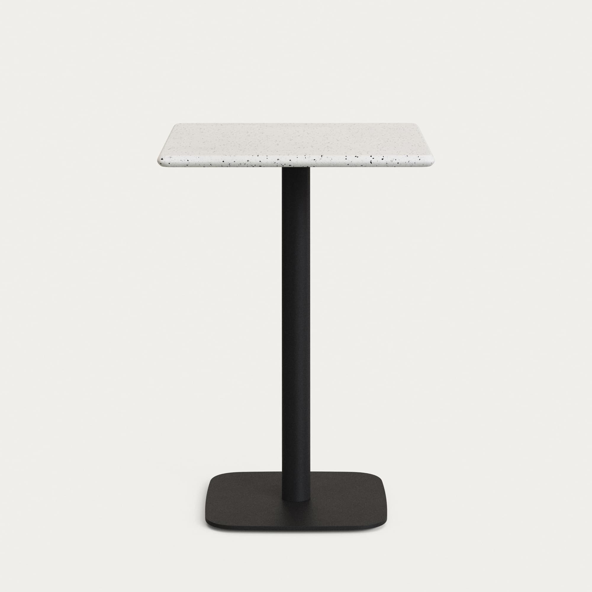KAVE HOME Saura högt barbord med vit terrazzo-skiva och svart metallbas 70x70x99 cm