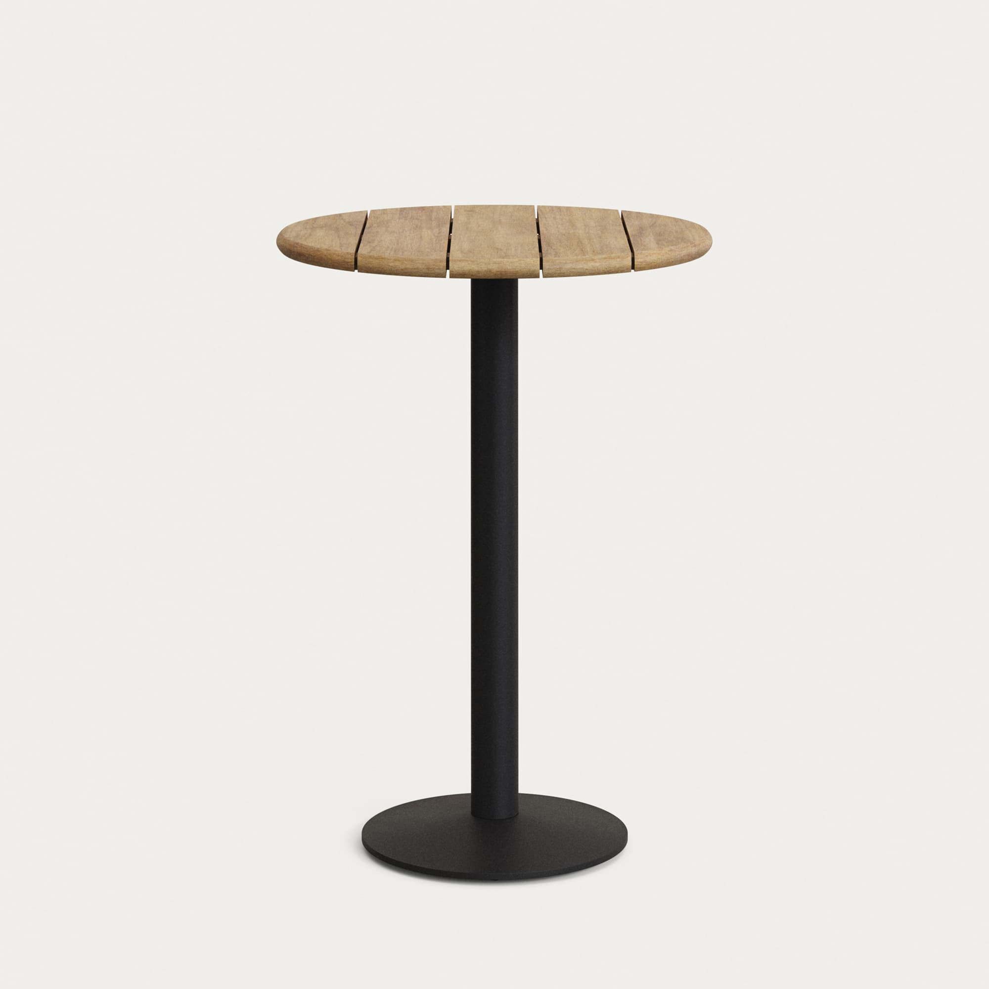 KAVE HOME Saura högt barbord med akaciaskiva i naturfärg och svart stålbas Ø70x99cm