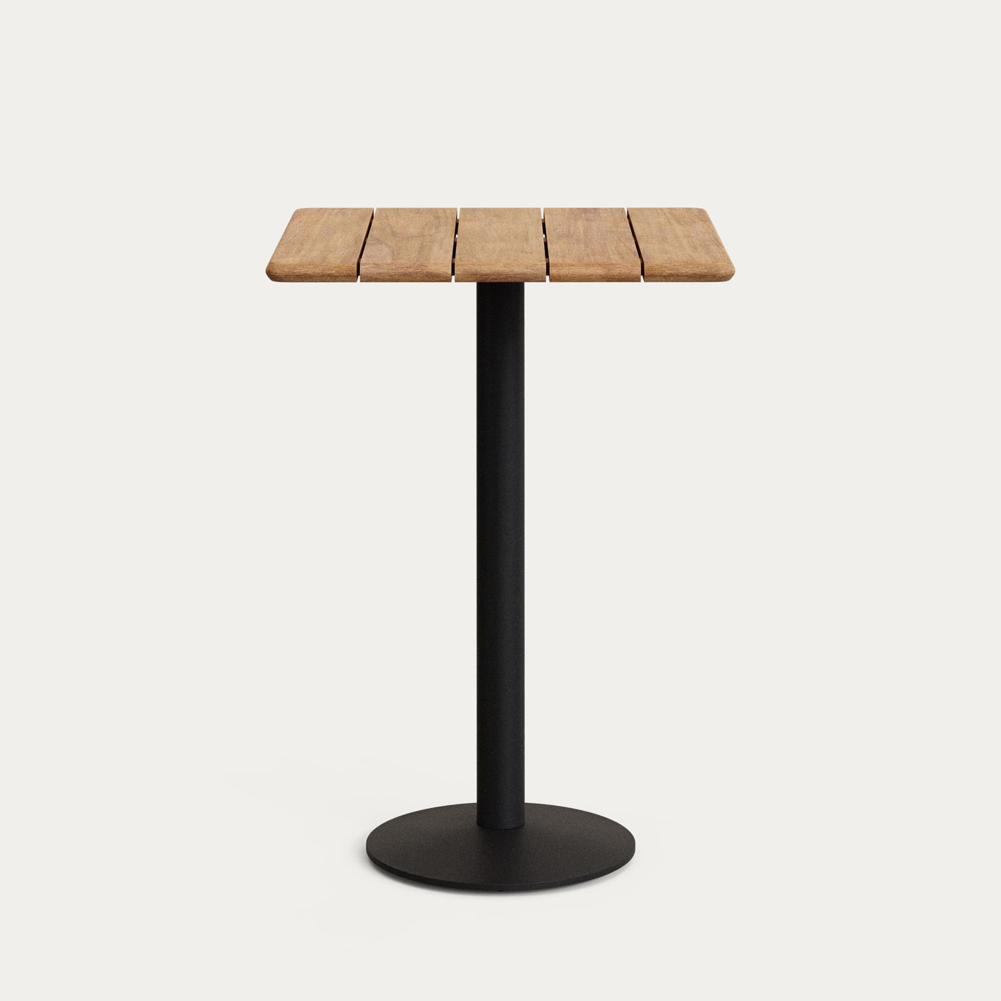 KAVE HOME Saura högt barbord med akaciaskiva i naturfärg och svart metallbas 70x70x99cm