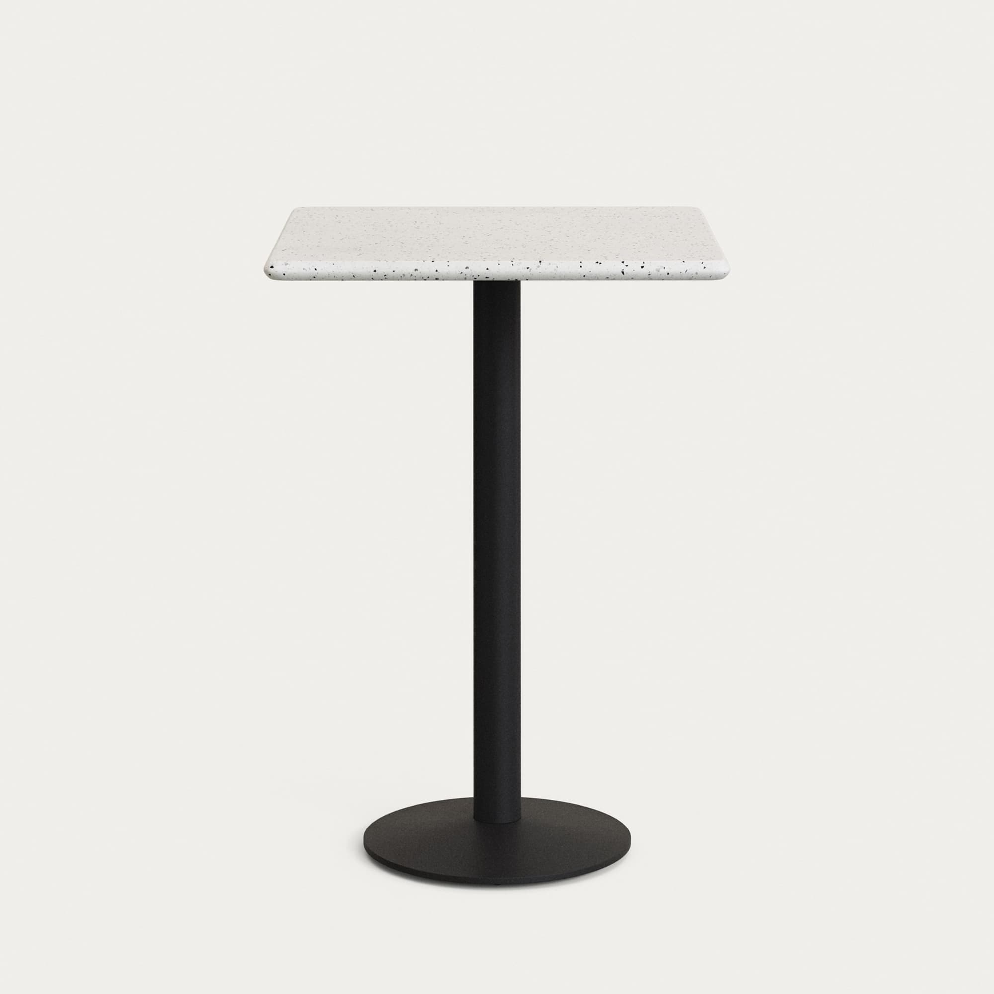 KAVE HOME Saura högt barbord med vit terrazzo-skiva och svart metallbas 70x70x99cm
