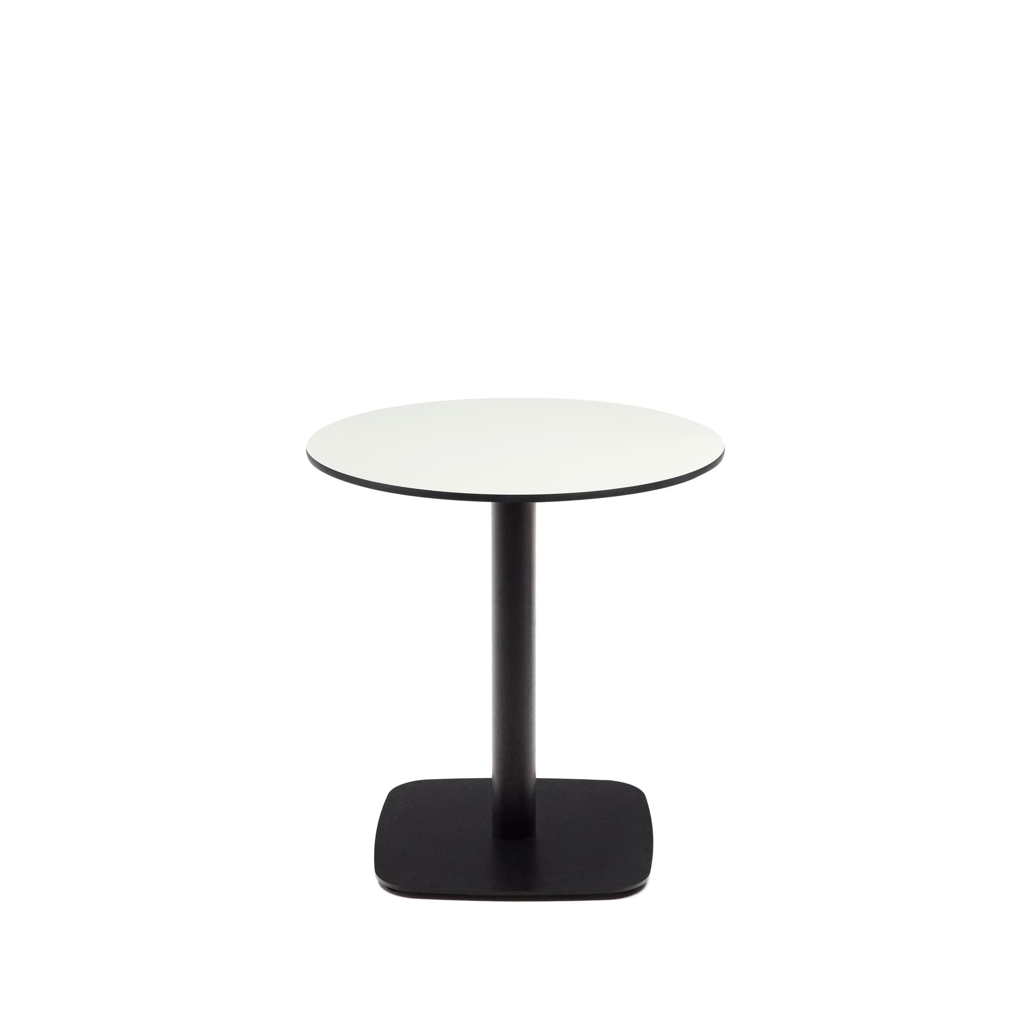 KAVE HOME Dina runt utebord i vitt med svartmålad metall, Ø: 68x70 cm