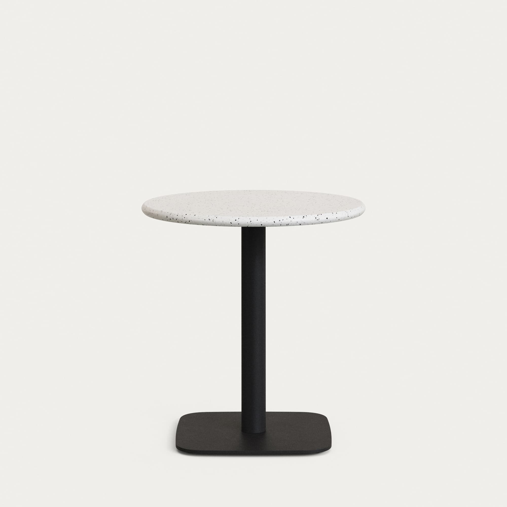 KAVE HOME Saura barbord med vit terrazzo-skiva och svart metallbas Ø70x74cm