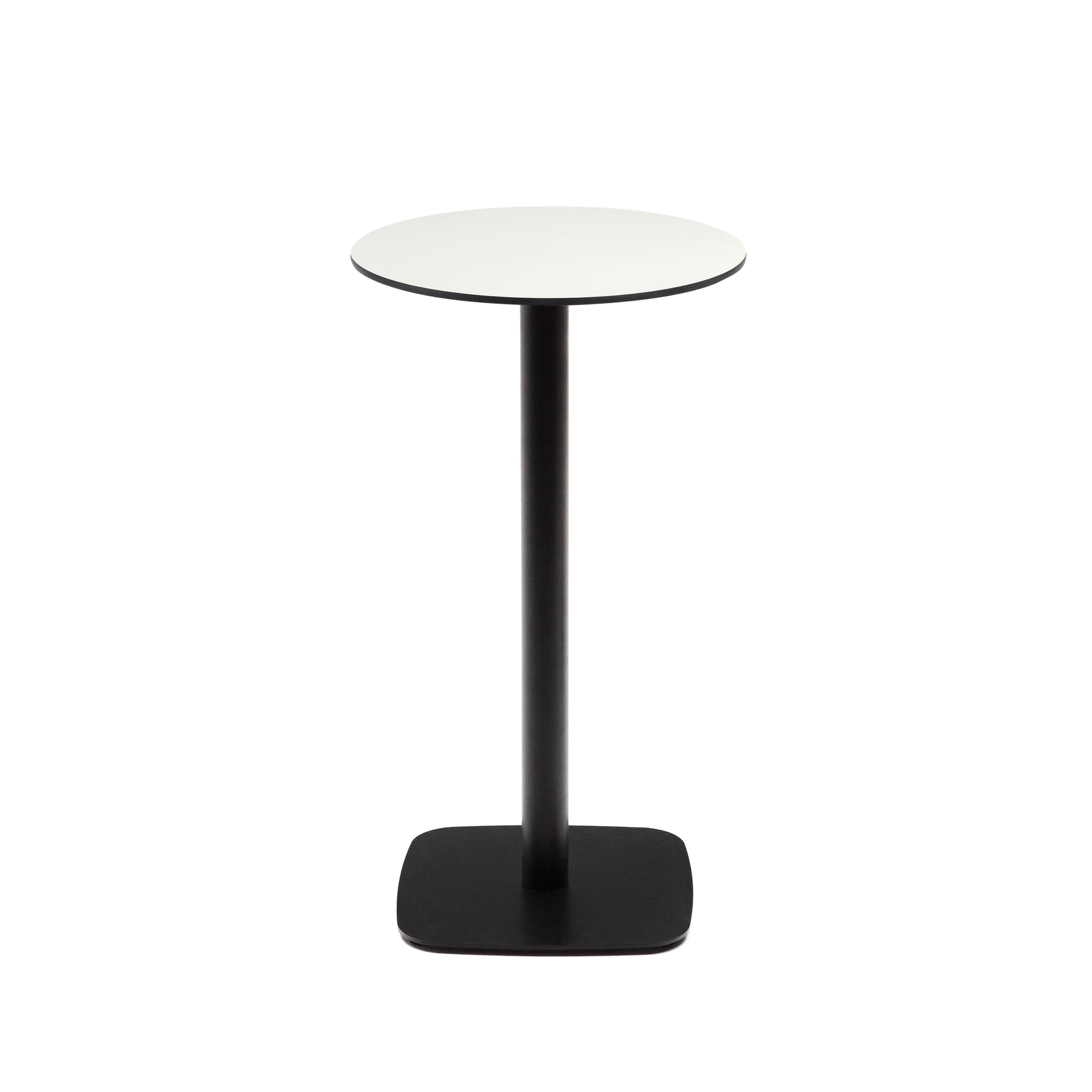 KAVE HOME Dina högt runt utebord i vitt med svartmålade metallben, Ø: 60x96 cm