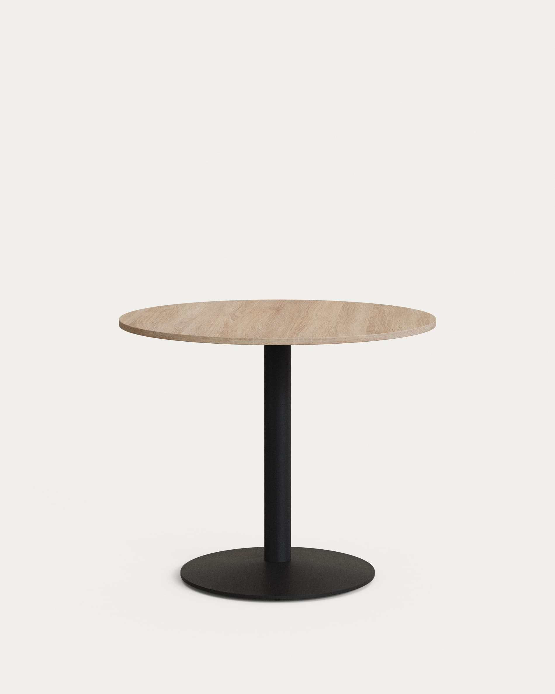 KAVE HOME Esilda runt bord i naturlig finish melamin med metallben i svartmålad finish, Ø:9