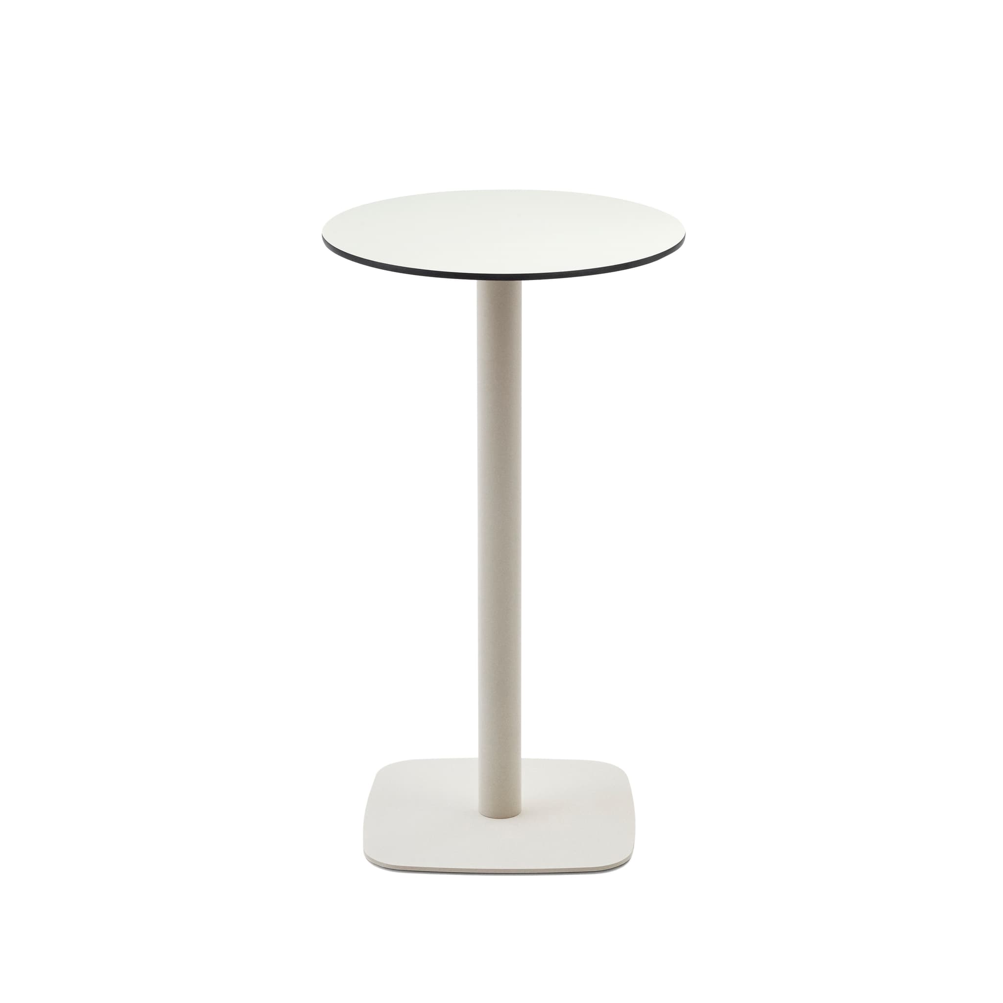 KAVE HOME Dina högt runt utebord i vitt med metallben i vitlackerad finish, Ø: 60 x 96