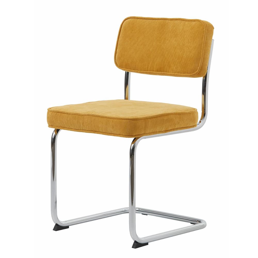 UNIQUE FURNITURE Rupert Matstol - Gul Manchester-Polyestersammet och Krommetall