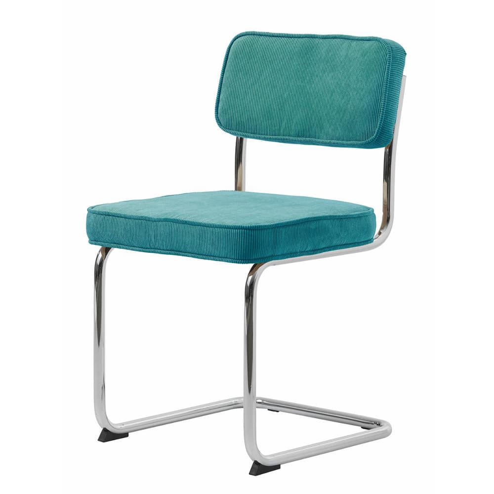 UNIQUE FURNITURE Rupert Matstol - Blå Manchester Polyester Sammet och Krom Metall
