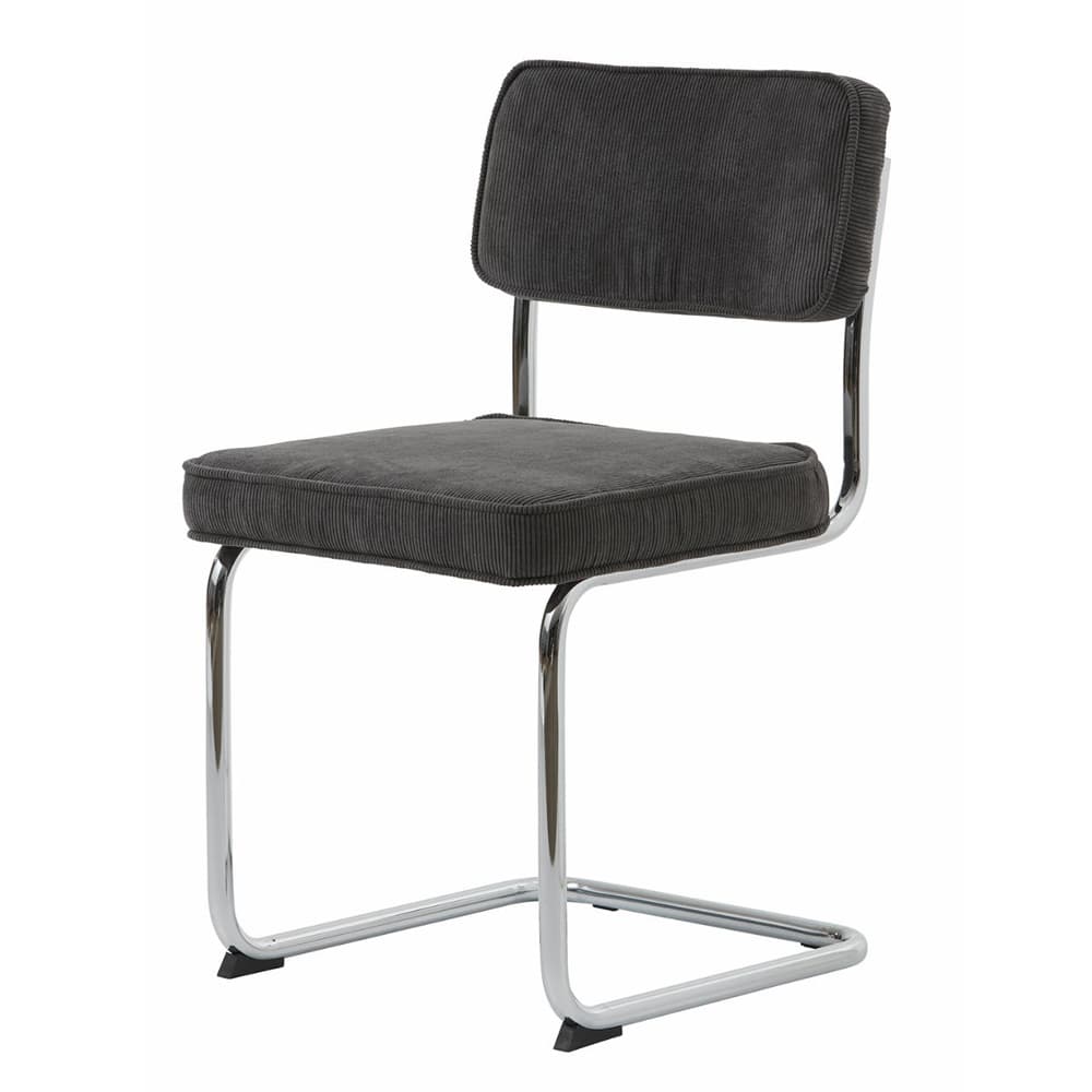 UNIQUE FURNITURE Rupert Matstol - Grå Manchestersammet av Polyester och Krommetall