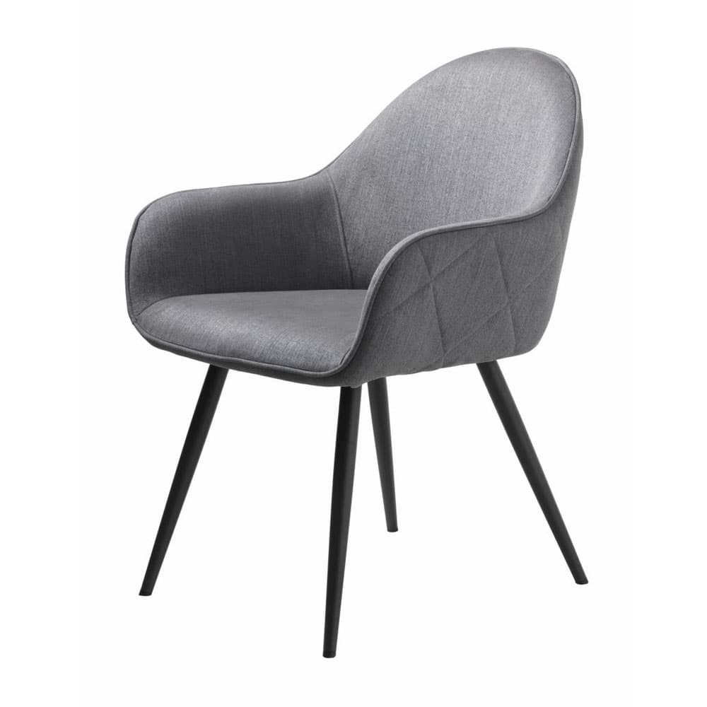 UNIQUE FURNITURE Minto Matstol, med Armstöd - Grå Polyester och Svart Metall