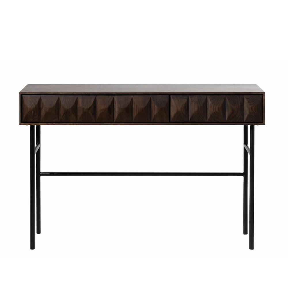 UNIQUE FURNITURE Latina Konsollbord, med 2 Lådor - Espresso Ek och Svart Metall (117 x 39 cm)