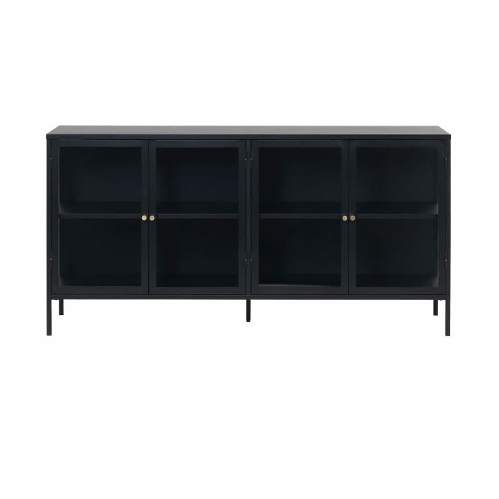 UNIQUE FURNITURE Carmel Skänk, med 4 Luckor och 1 Hylla - Glas och Svart Metall