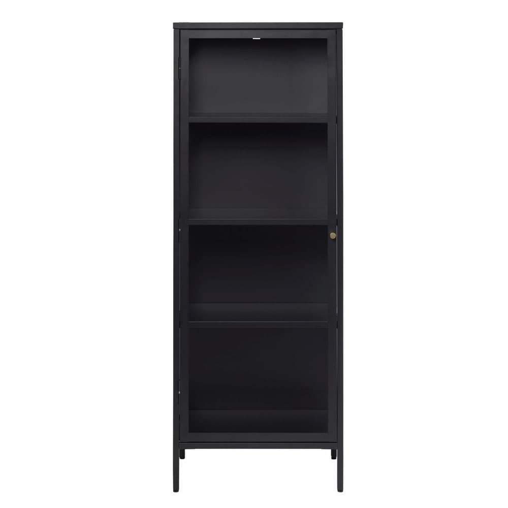 UNIQUE FURNITURE Carmel Skåp, med 1 Lucka och 3 Hyllplan - Glas och Svart Metall (H: 160 cm)