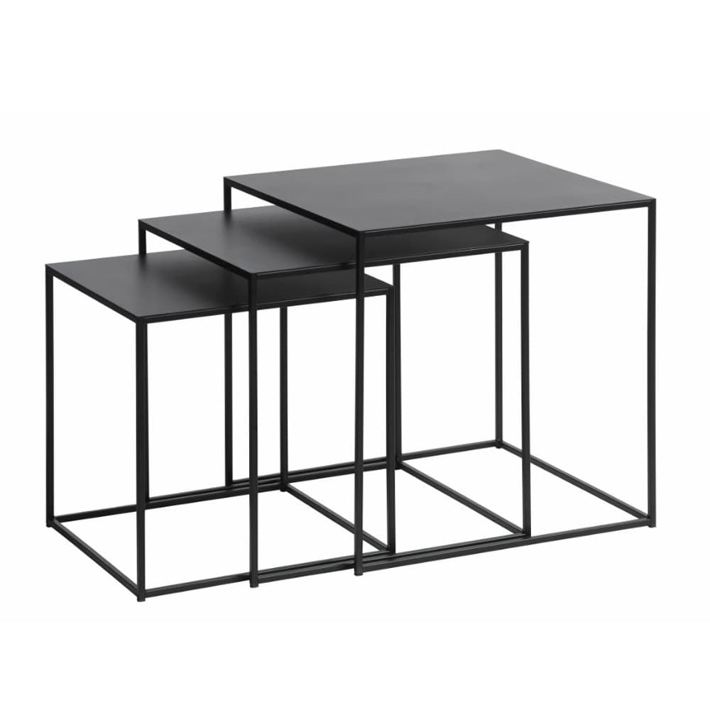 UNIQUE FURNITURE Pebble Sidobord - Svart Metall (Set med 3 cm)