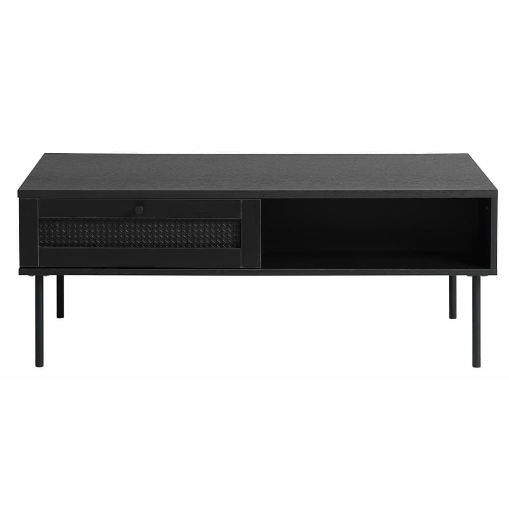 UNIKA MÖBLER Pensacola soffbord, m. 1 fack och 1 låda - svart polyrotting och melamin (60x110)