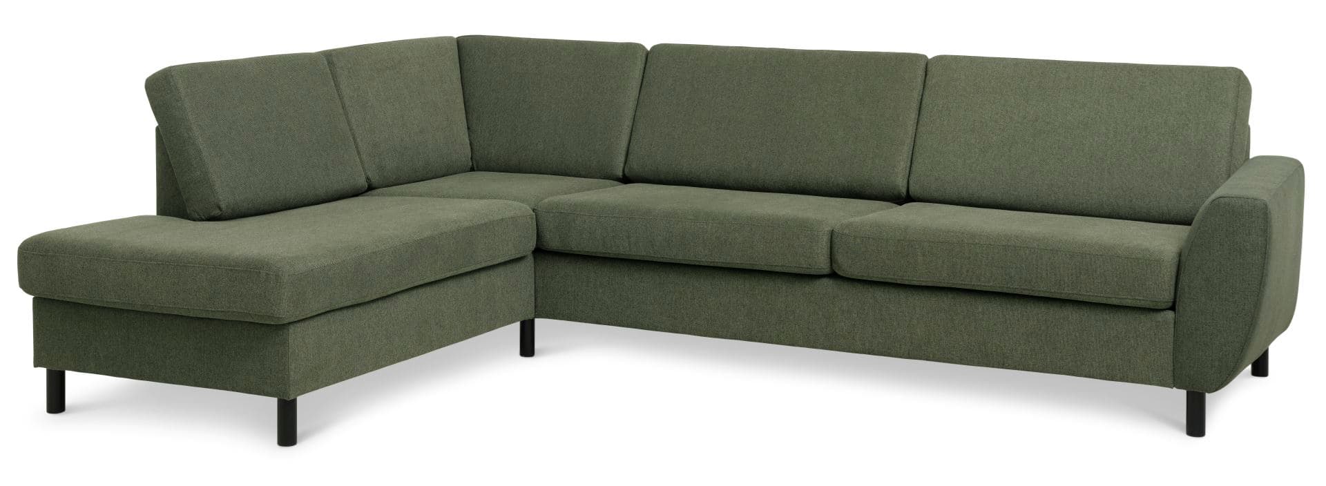 Wendy set 2 OE vänster soffa, m. schäslong - vinter mossgrönt polyestertyg och svart trä