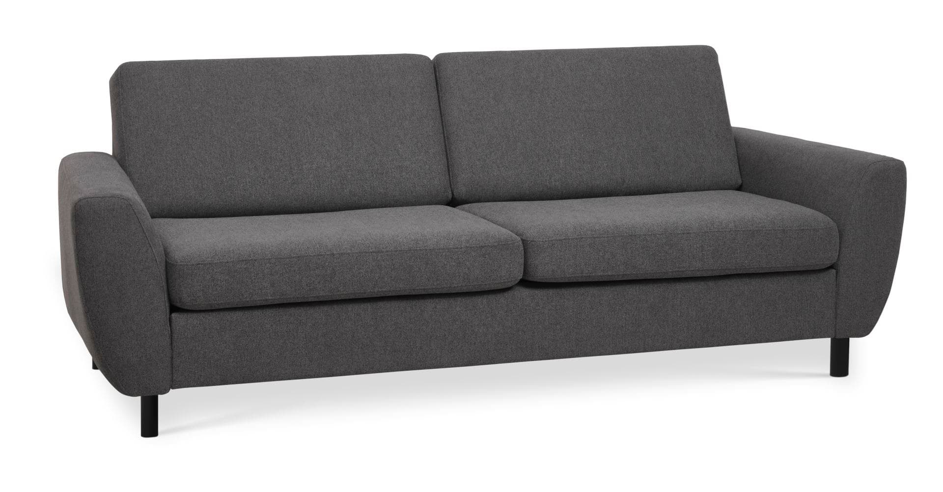 Wendy 2,5-sits soffa - antracitgrå polyestertyg och svart trä
