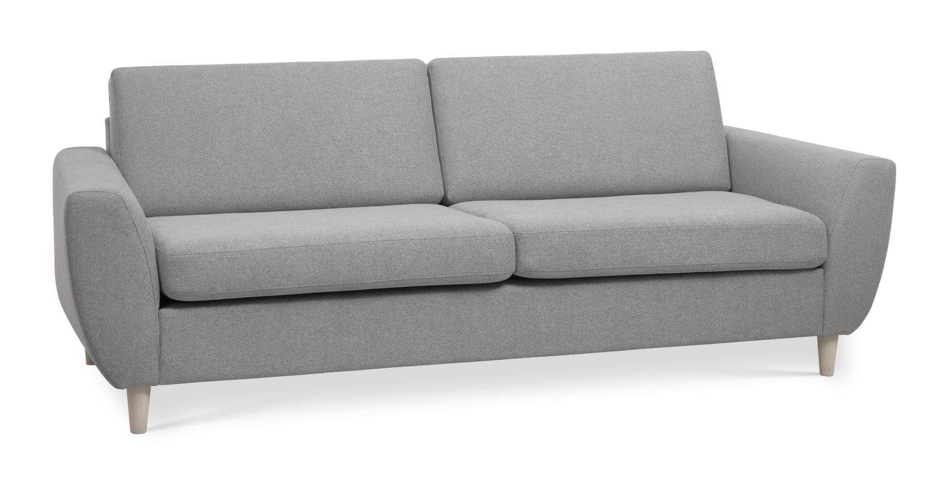 Wendy 2,5-sits soffa - grått polyestertyg och naturligt trä