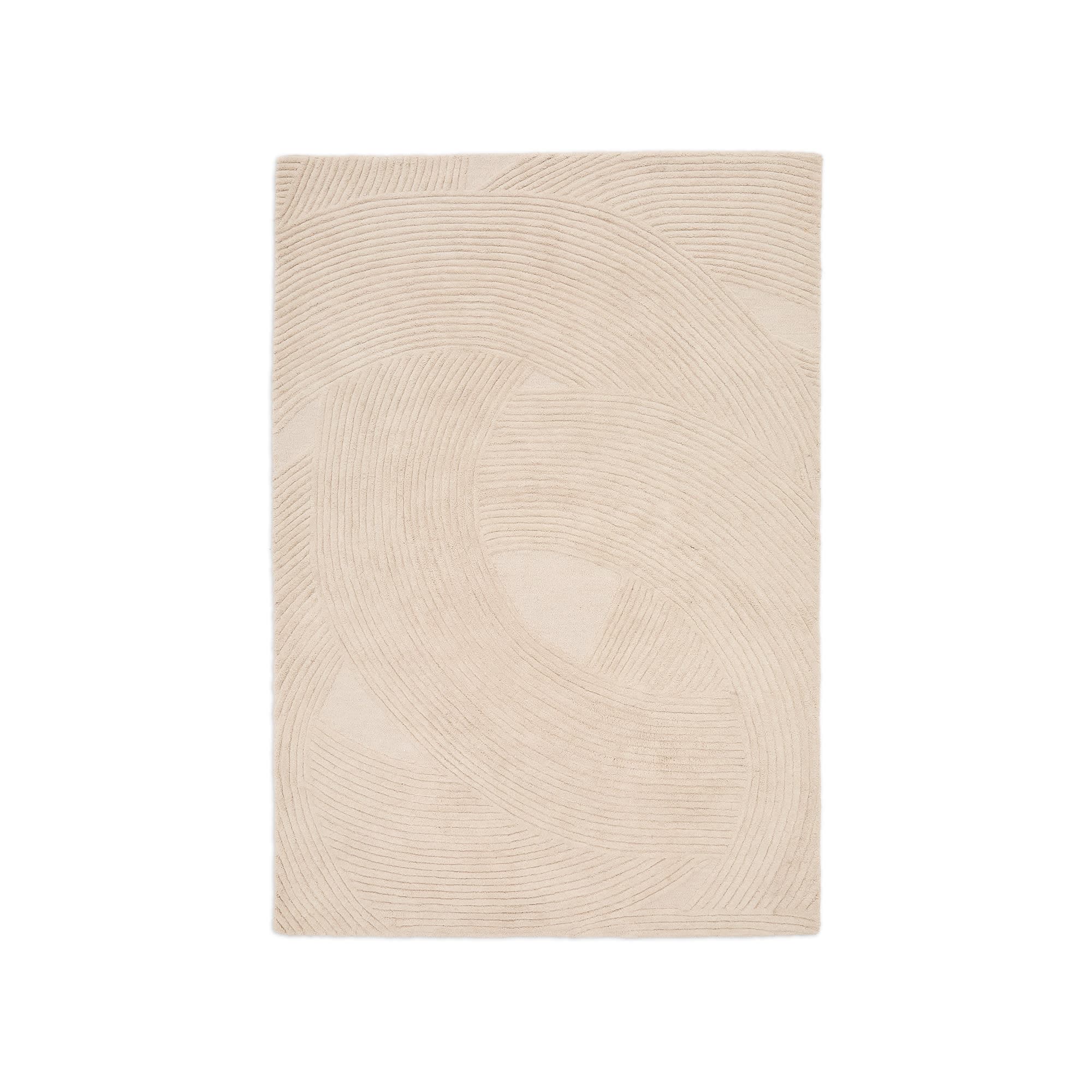 KAVE HOME Domm matta, rektangulär beige ull (160x230)