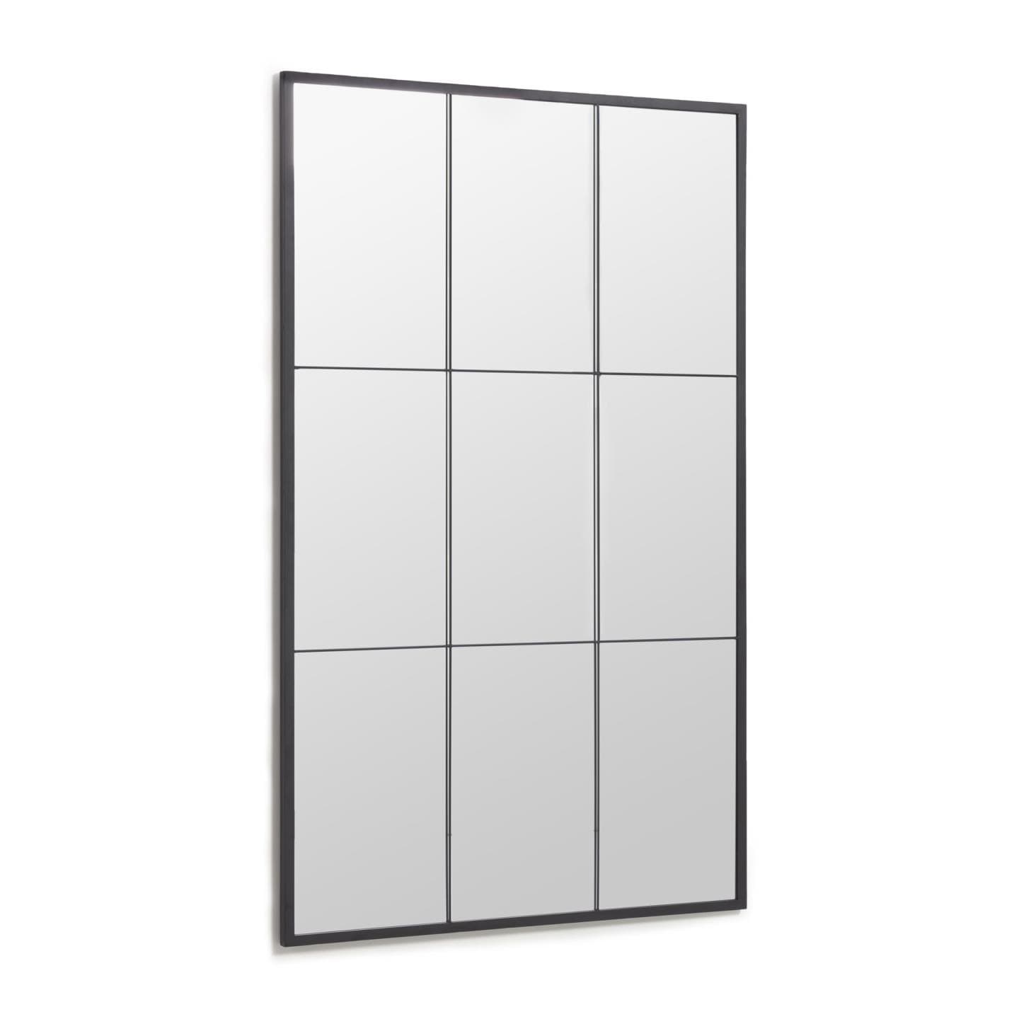 KAVE HOME Ulrica golvspegel, rektangulär - spegelglas och svart stål (100x160)