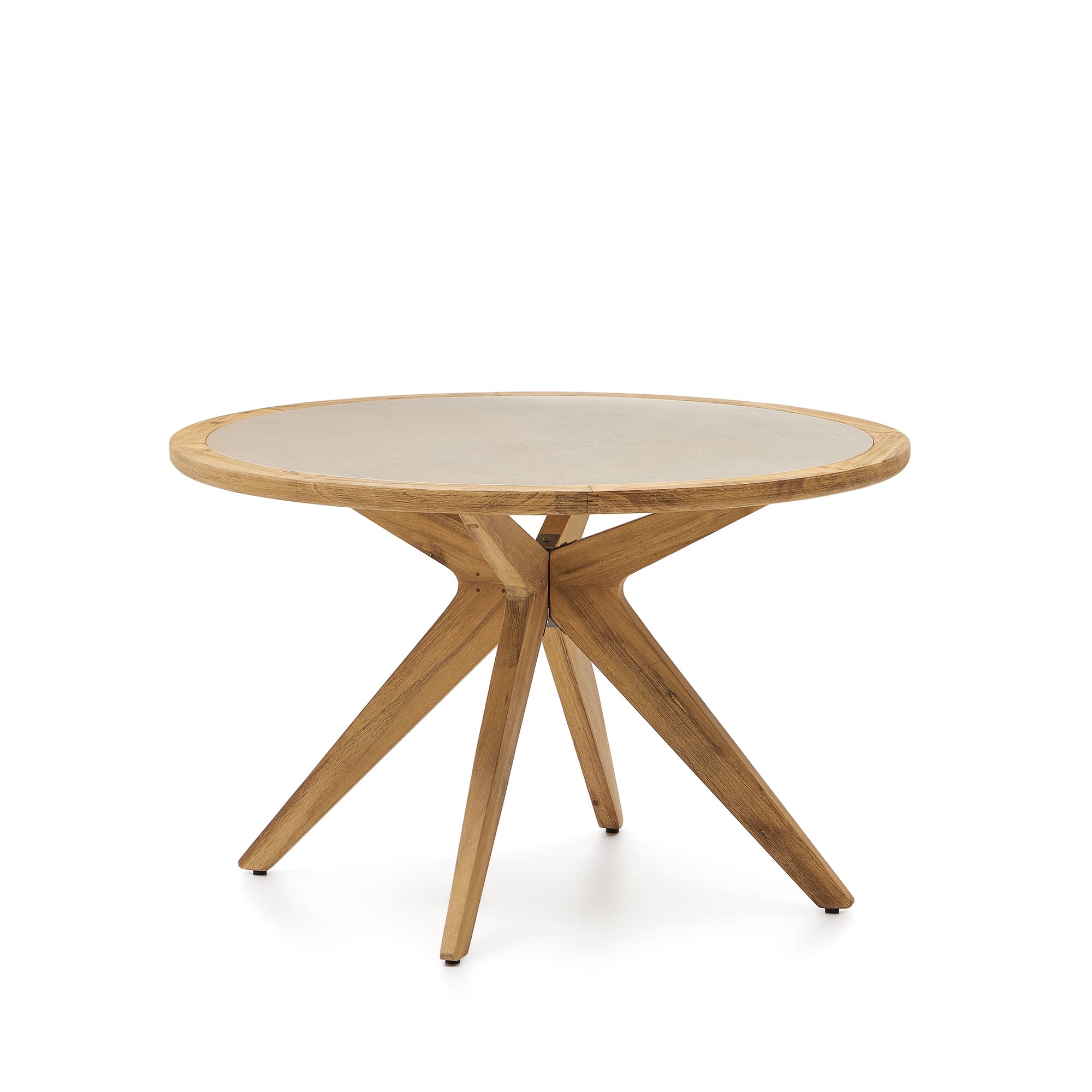 KAVE HOME Julieta runt bord i polycement och massivt akaciaträ Ø: 120 cm FSC 100%.